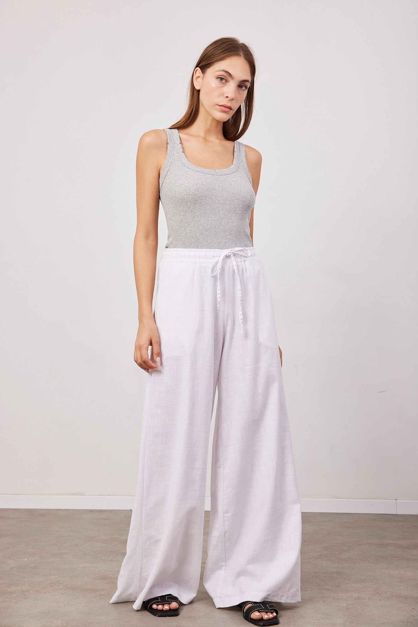 מכנסיים מתרחבים בשילוב פשתן - ITAY BRANDS