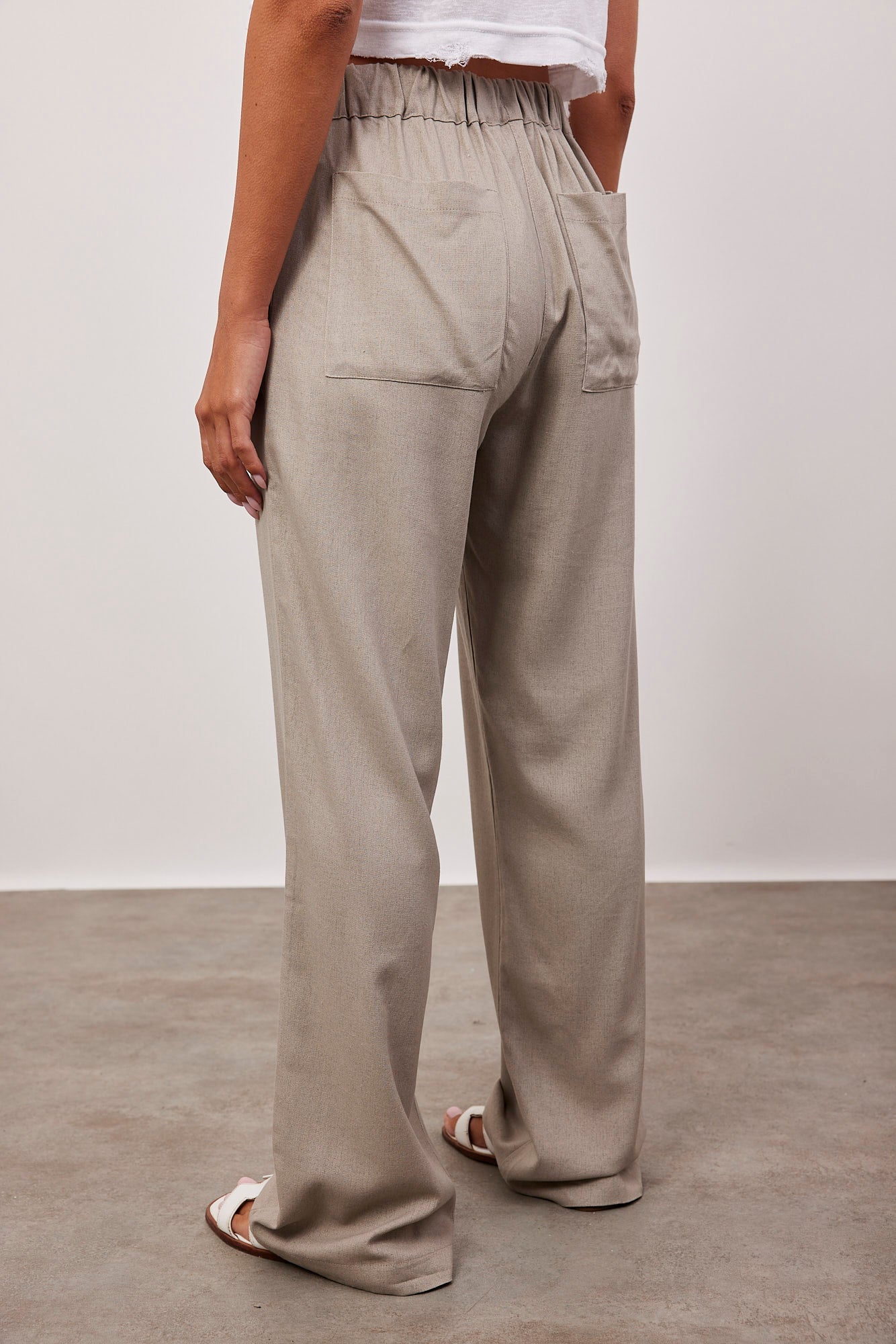 מכנסיים ארוכים בשילוב בד פשתן - ITAY BRANDS