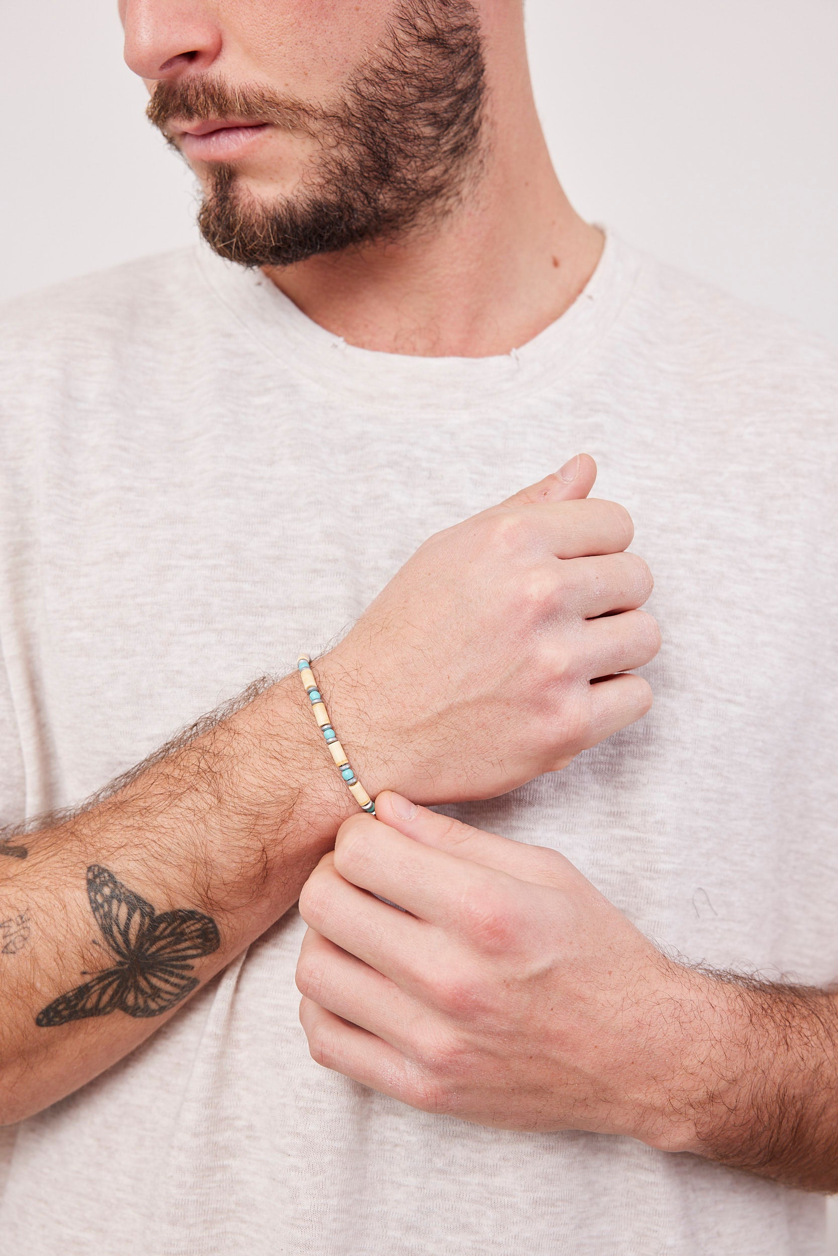 צמיד חרוזים משולב טורקיז