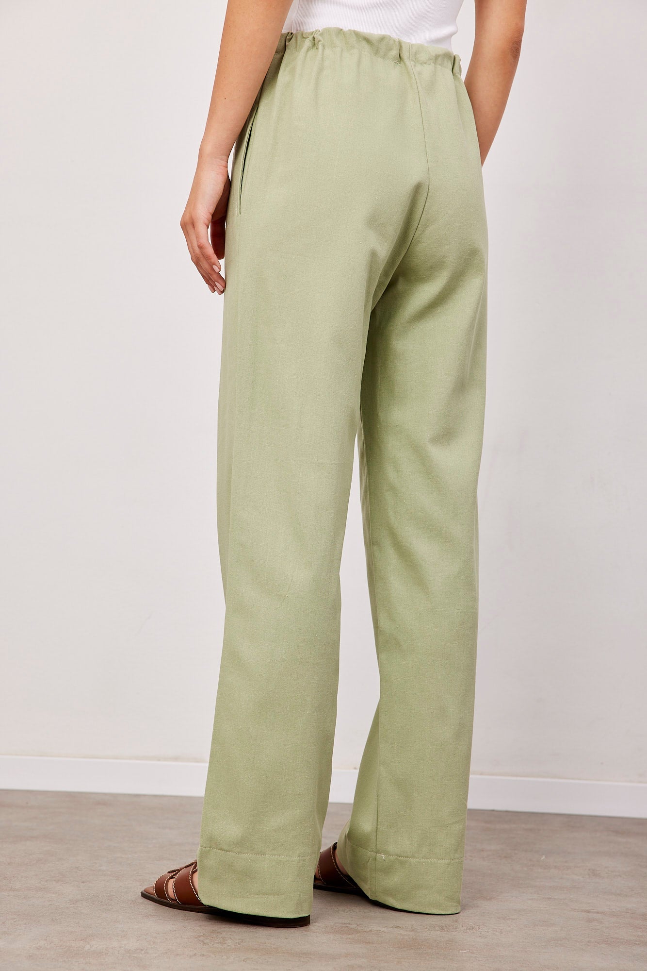 מכנסיים בשילוב פשתן בגזרה רחבה - ITAY BRANDS