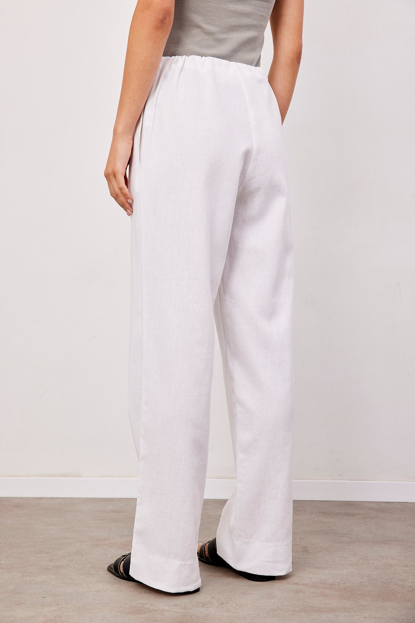 מכנסיים בשילוב פשתן בגזרה רחבה - ITAY BRANDS