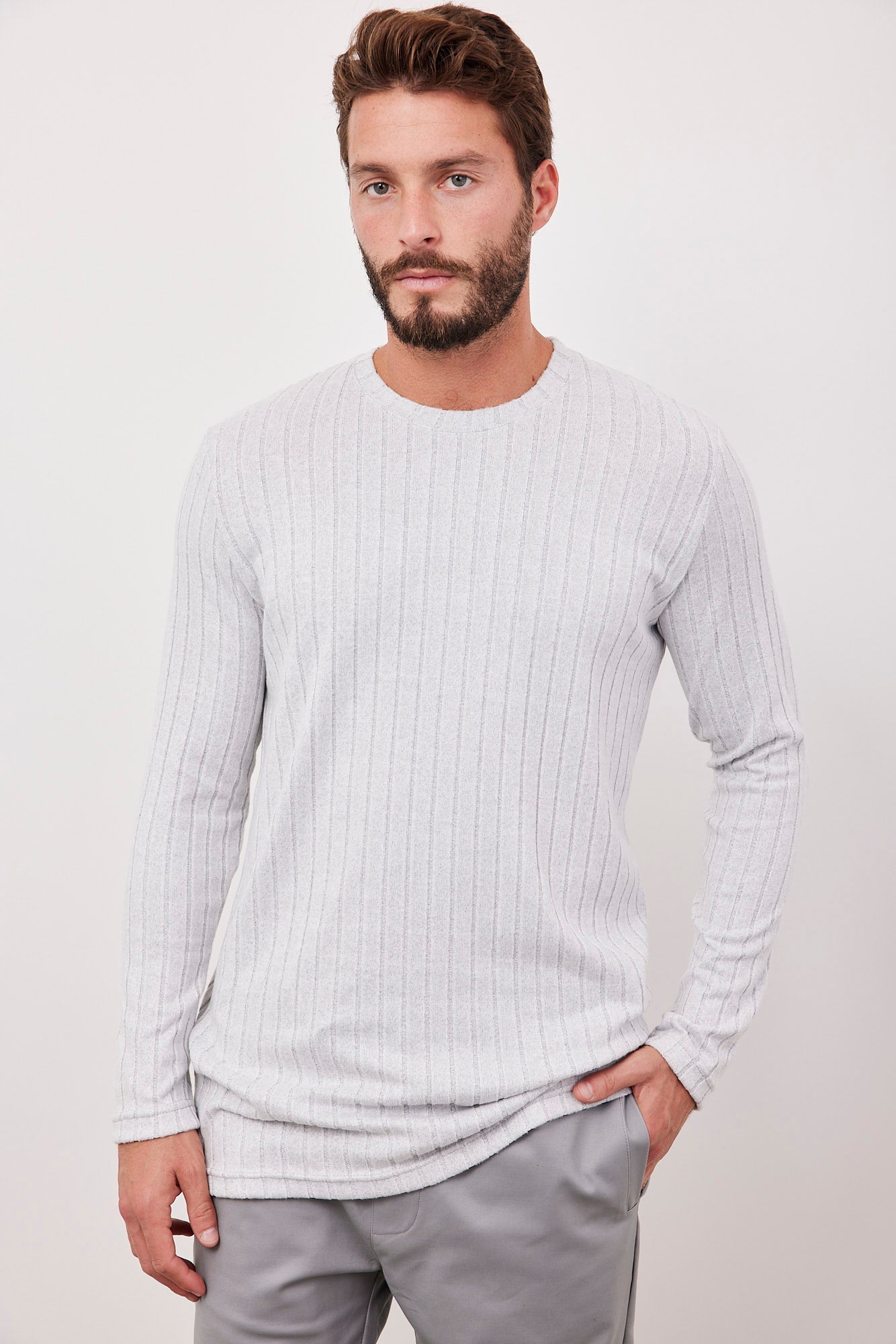 חולצת סריג רכה בטקסטורת פסים - ITAY BRANDS