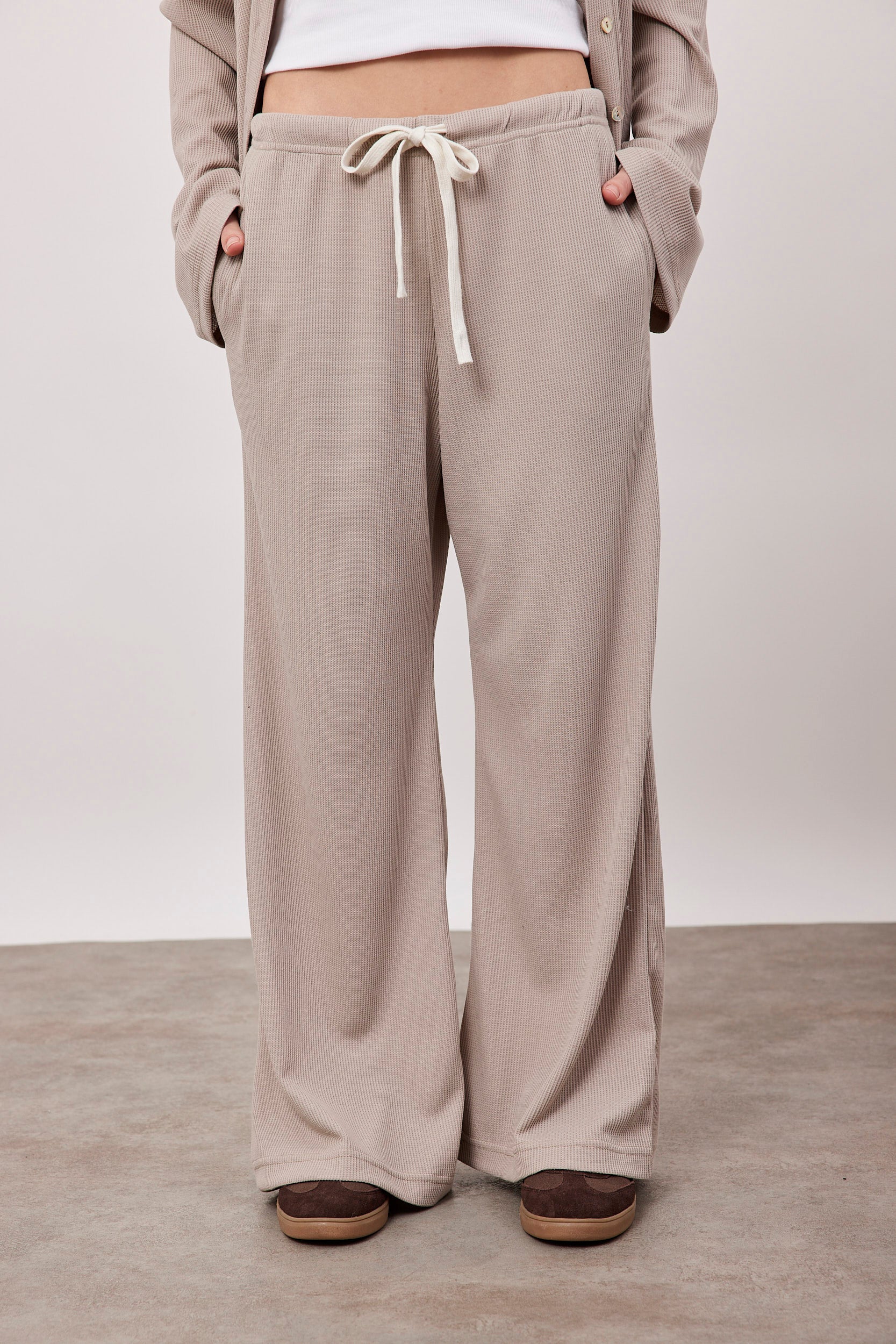 מכנסי וופל ארוכים עם שרוך