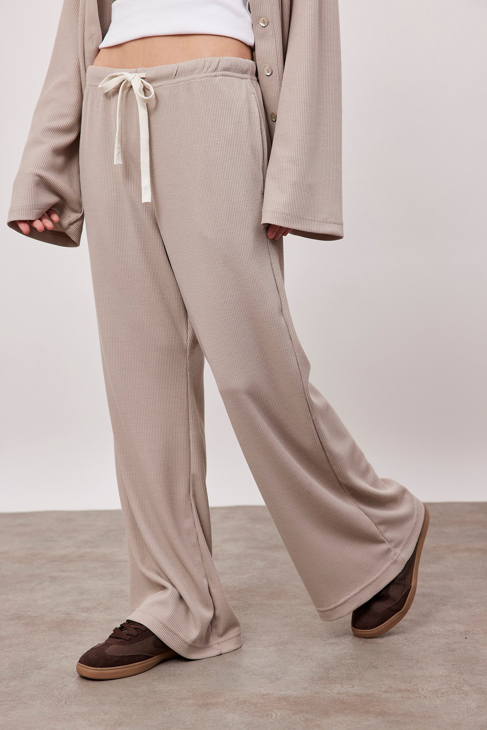 מכנסי וופל ארוכים עם שרוך