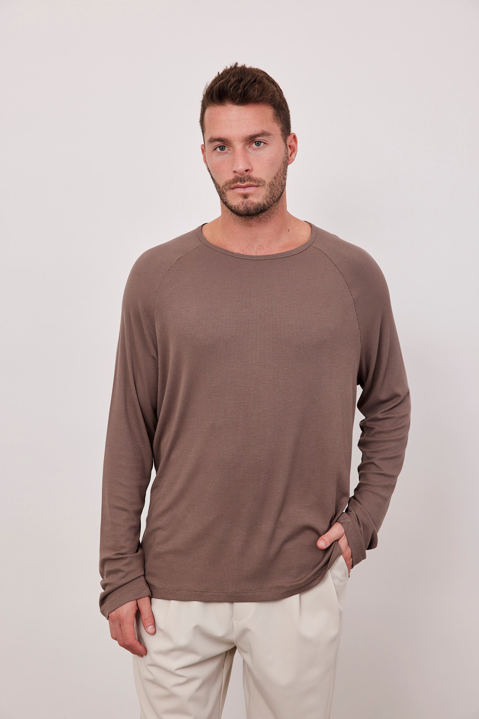 חולצה ארוכה מבד ריב