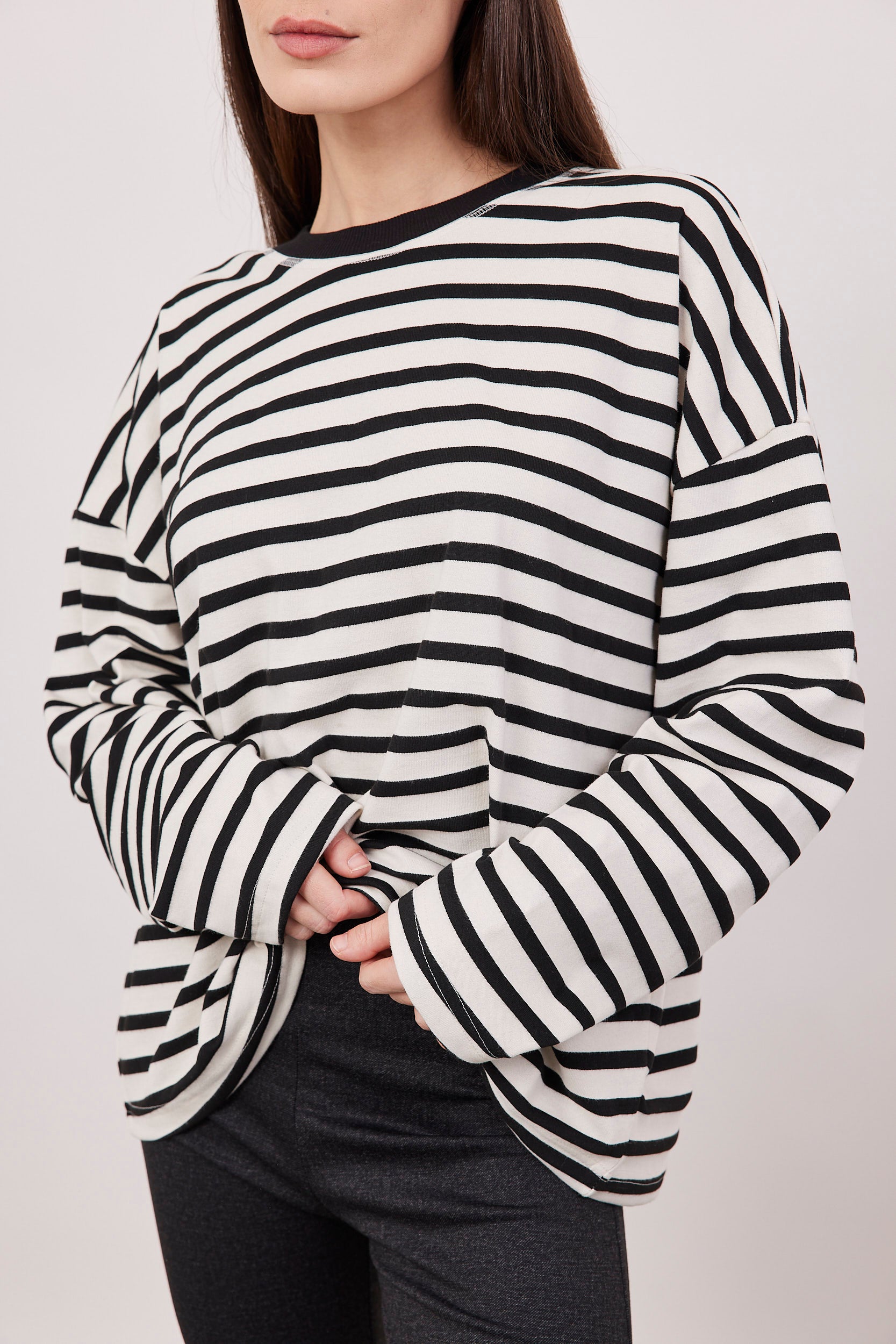 חולצת פסים ארוכה אוברסייז