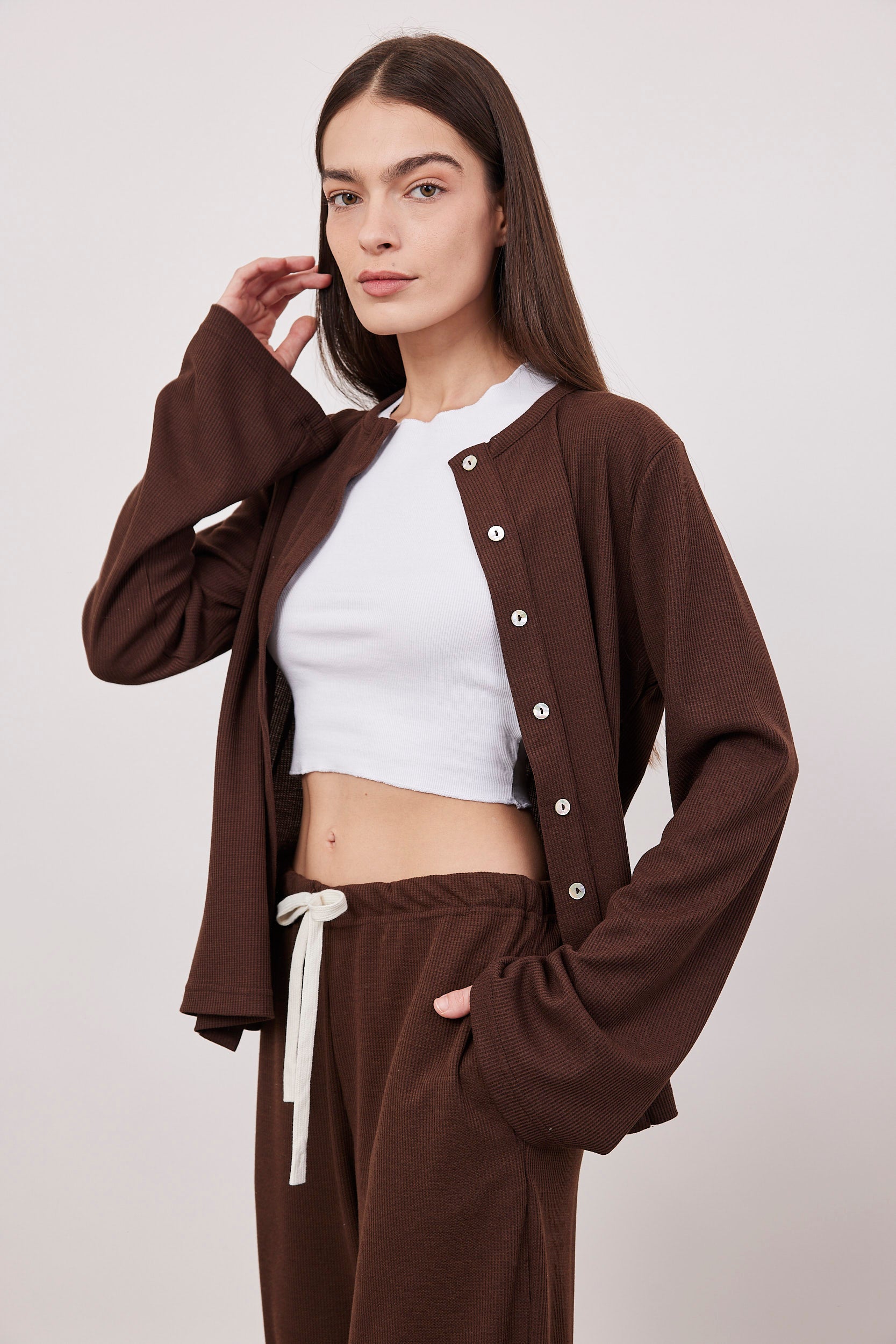 קרדיגן וופל שרוול מתרחב