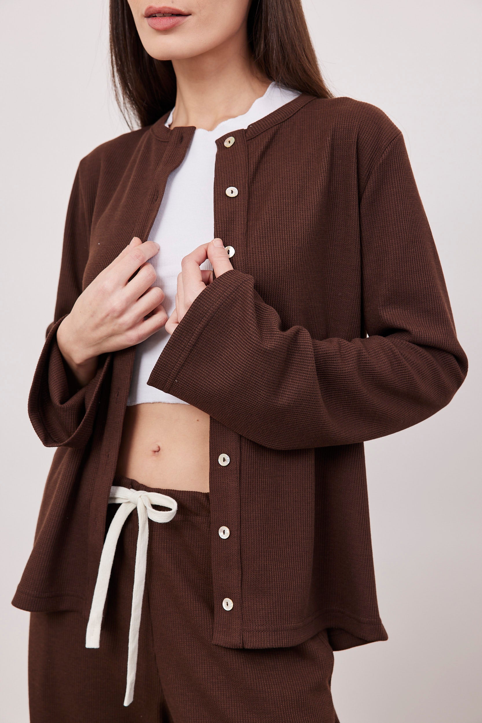 קרדיגן וופל שרוול מתרחב