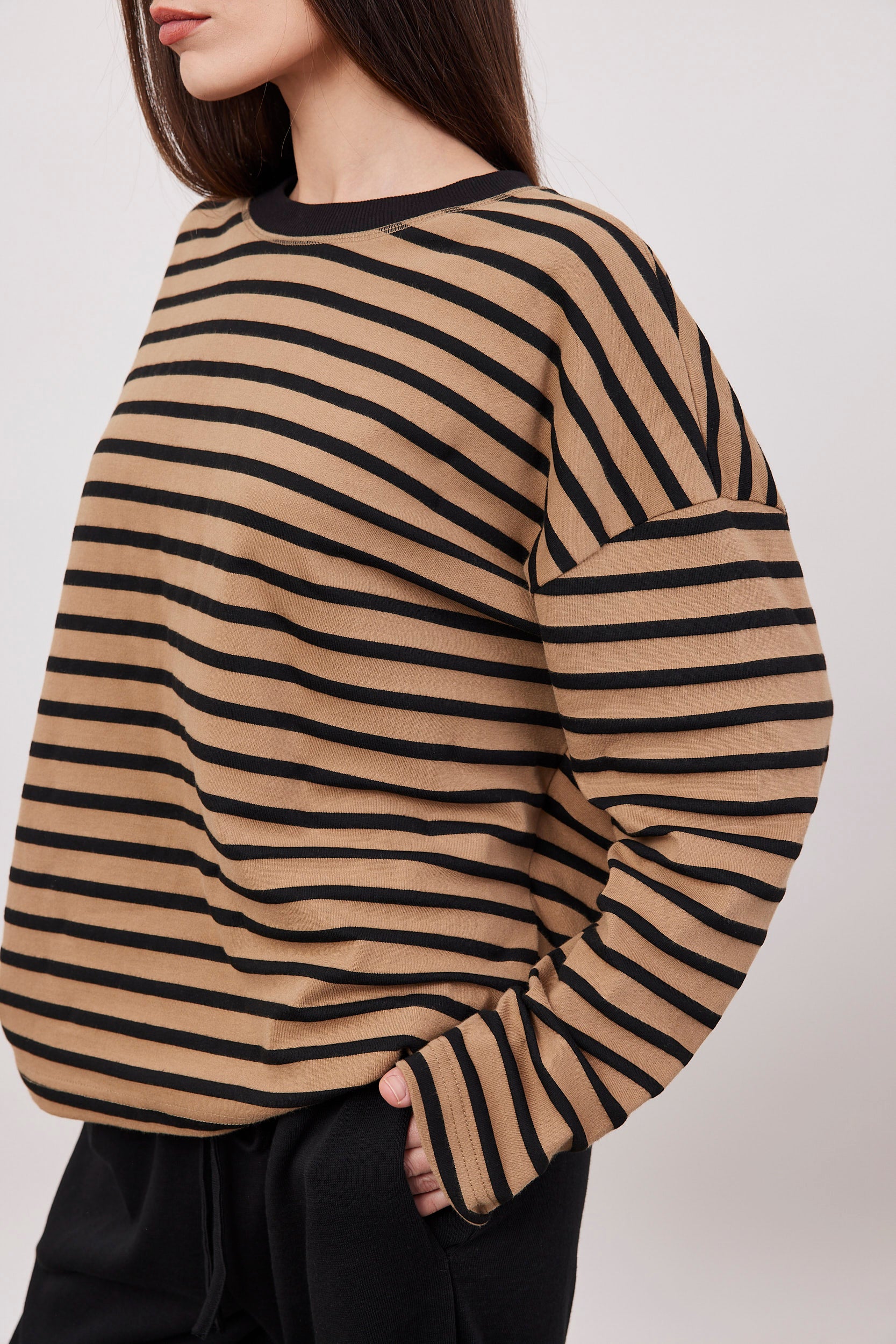 חולצת פסים ארוכה אוברסייז