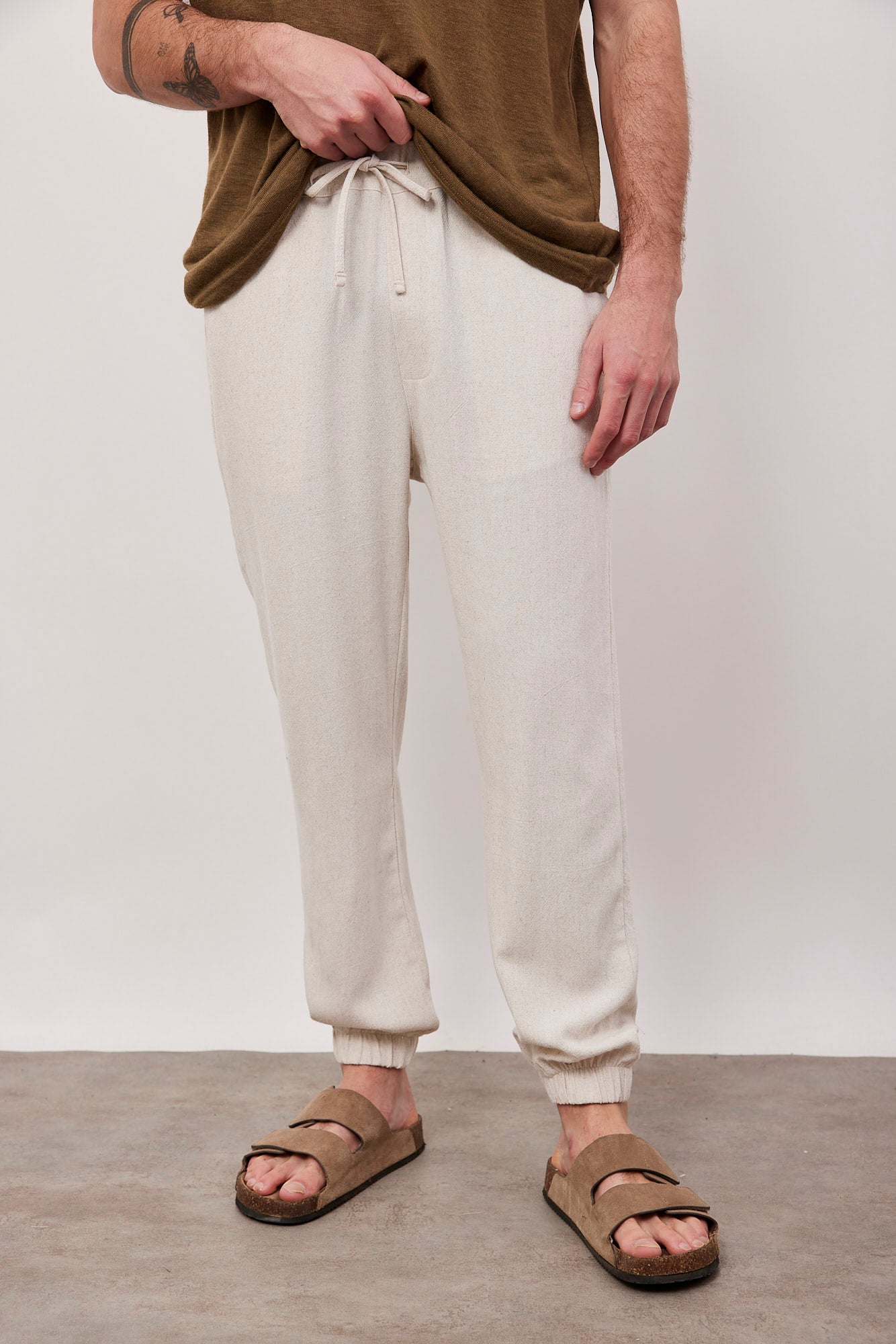 מכנסיים ארוכים בשילוב פשתן - ITAY BRANDS