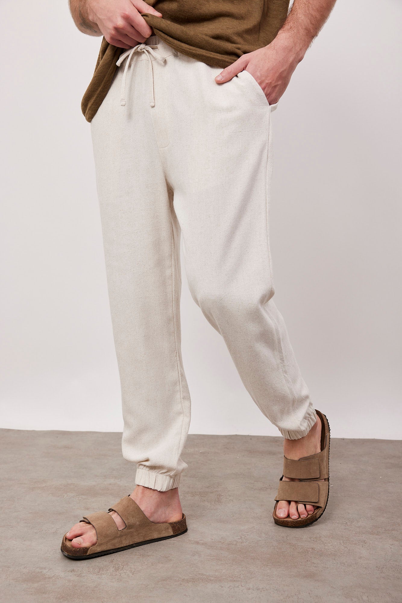 מכנסיים ארוכים בשילוב פשתן - ITAY BRANDS