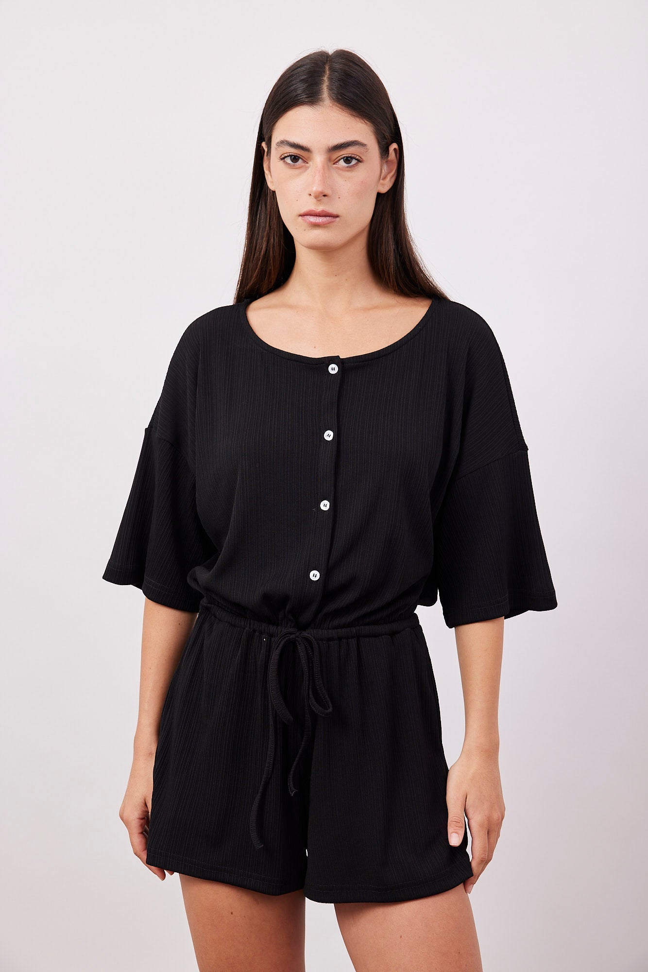 אוברול קצר בטקסטורת פסים - ITAY BRANDS