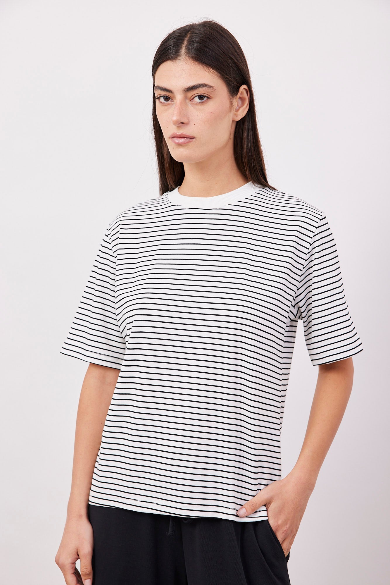 טי-שרט פסים אוברסייז צווארון ריב - ITAY BRANDS