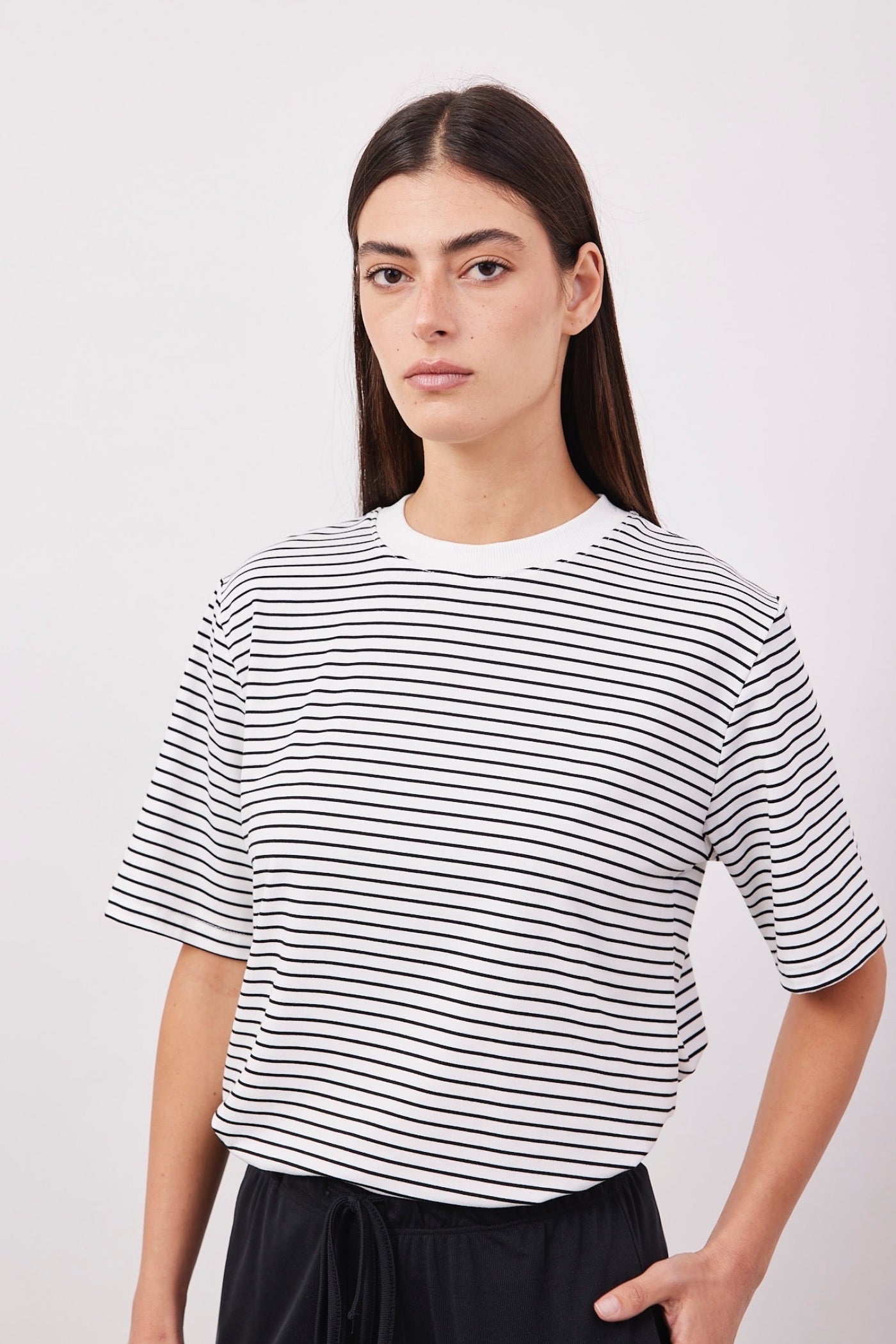 טי-שרט פסים אוברסייז צווארון ריב - ITAY BRANDS