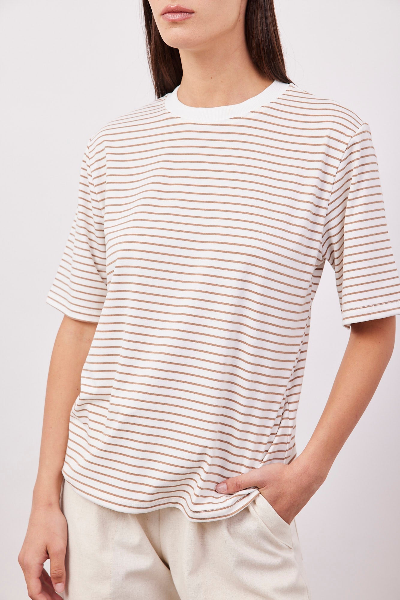 טי-שרט פסים אוברסייז צווארון ריב - ITAY BRANDS