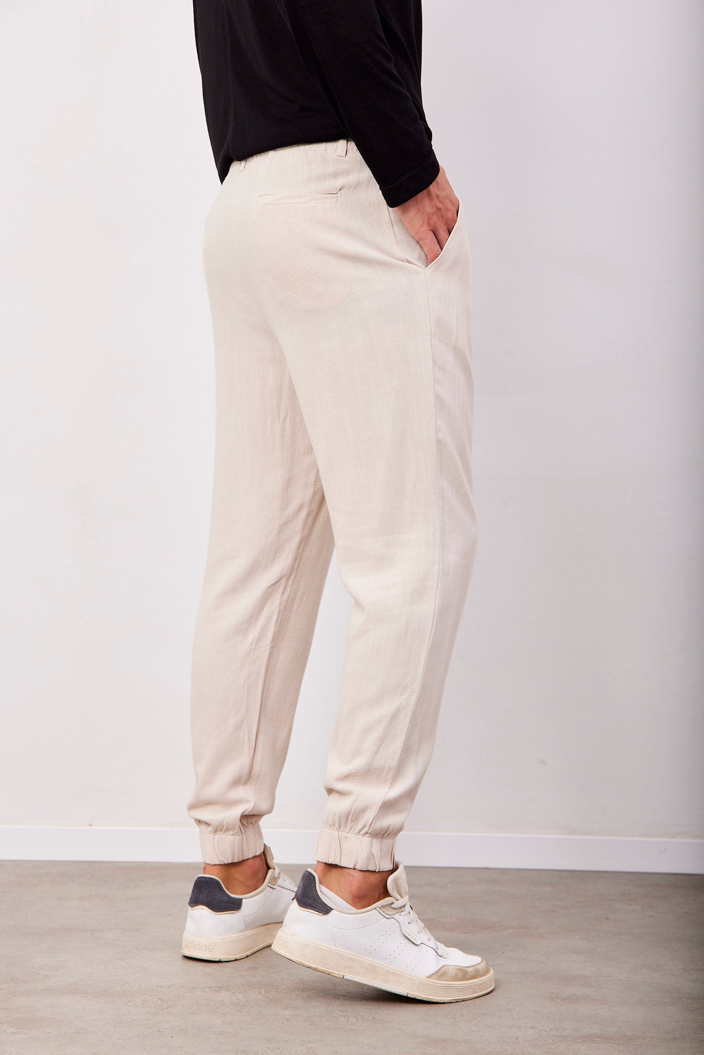 מכנסיים בשילוב בד פשתן עם גומי - ITAY BRANDS