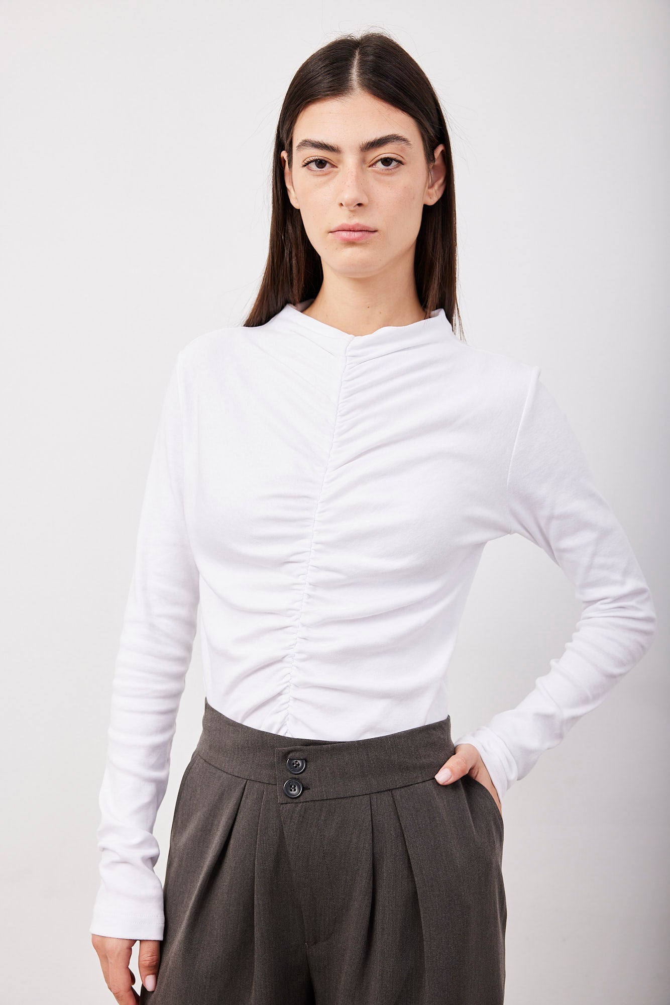 חולצה ארוכה עם כיווצים - ITAY BRANDS