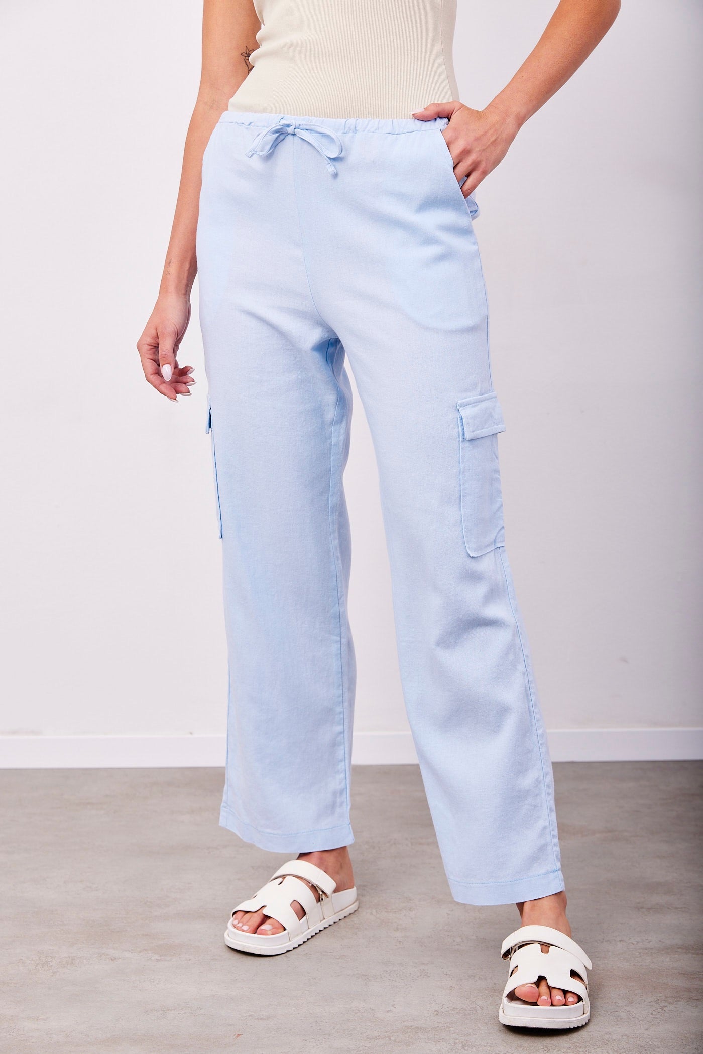 מכנסיים בשילוב פשתן בסגנון דגמ״ח - ITAY BRANDS