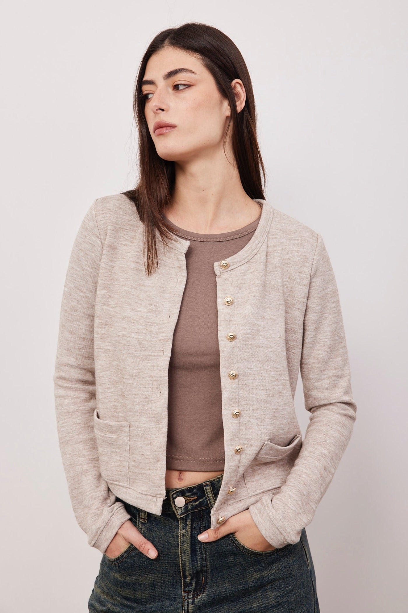קרדיגן בשילוב כפתורים מוזהבים - ITAY BRANDS