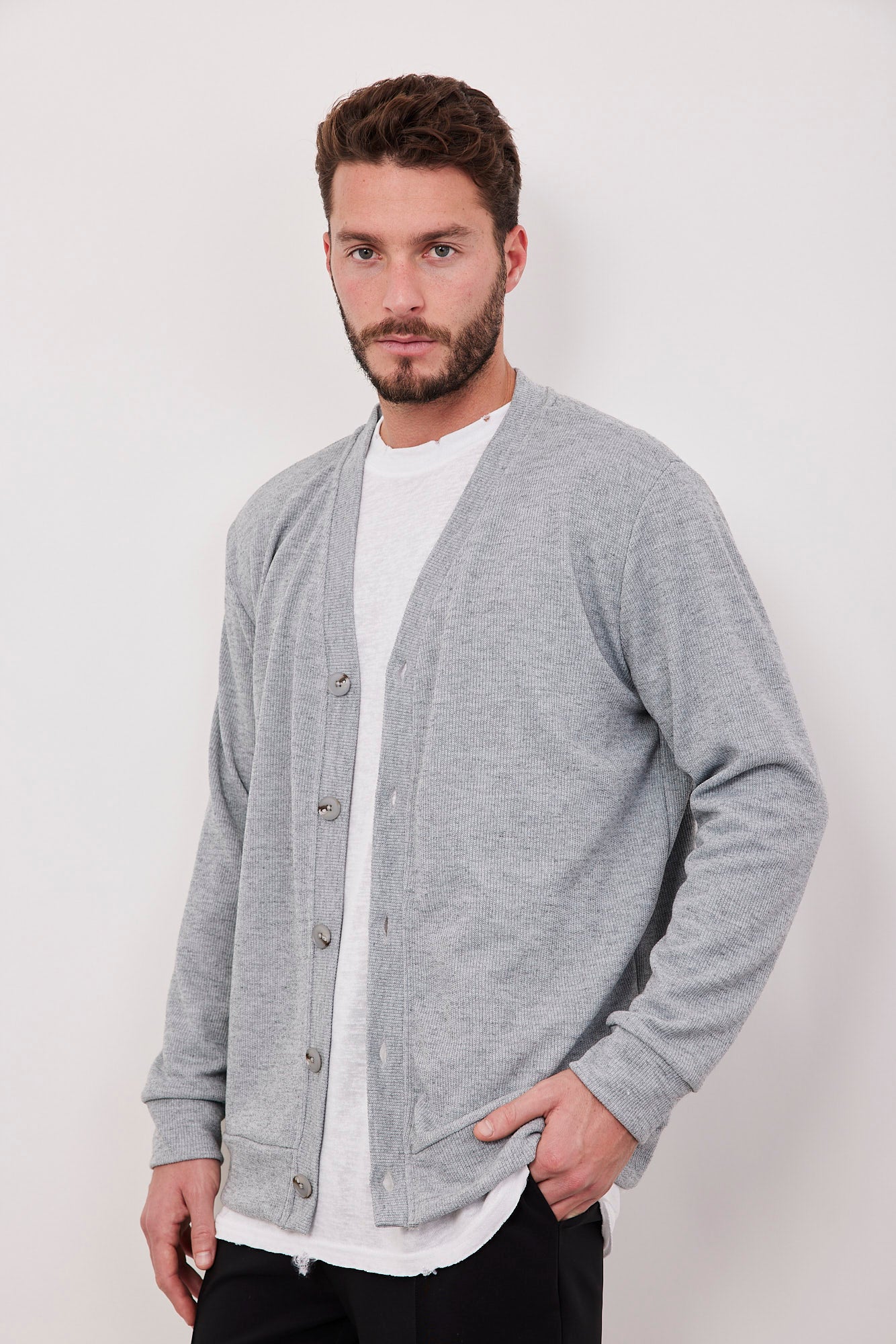 קרדיגן ריב בסגירת כפתורים - ITAY BRANDS