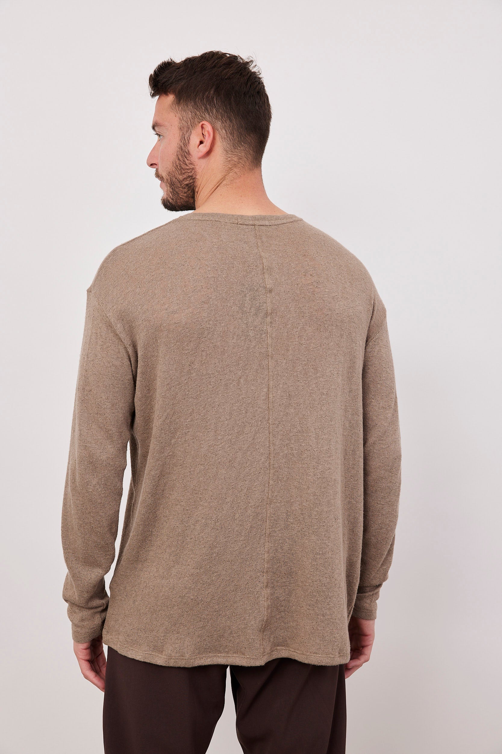 חולצה ארוכה בטקסטורה מפתח עגול