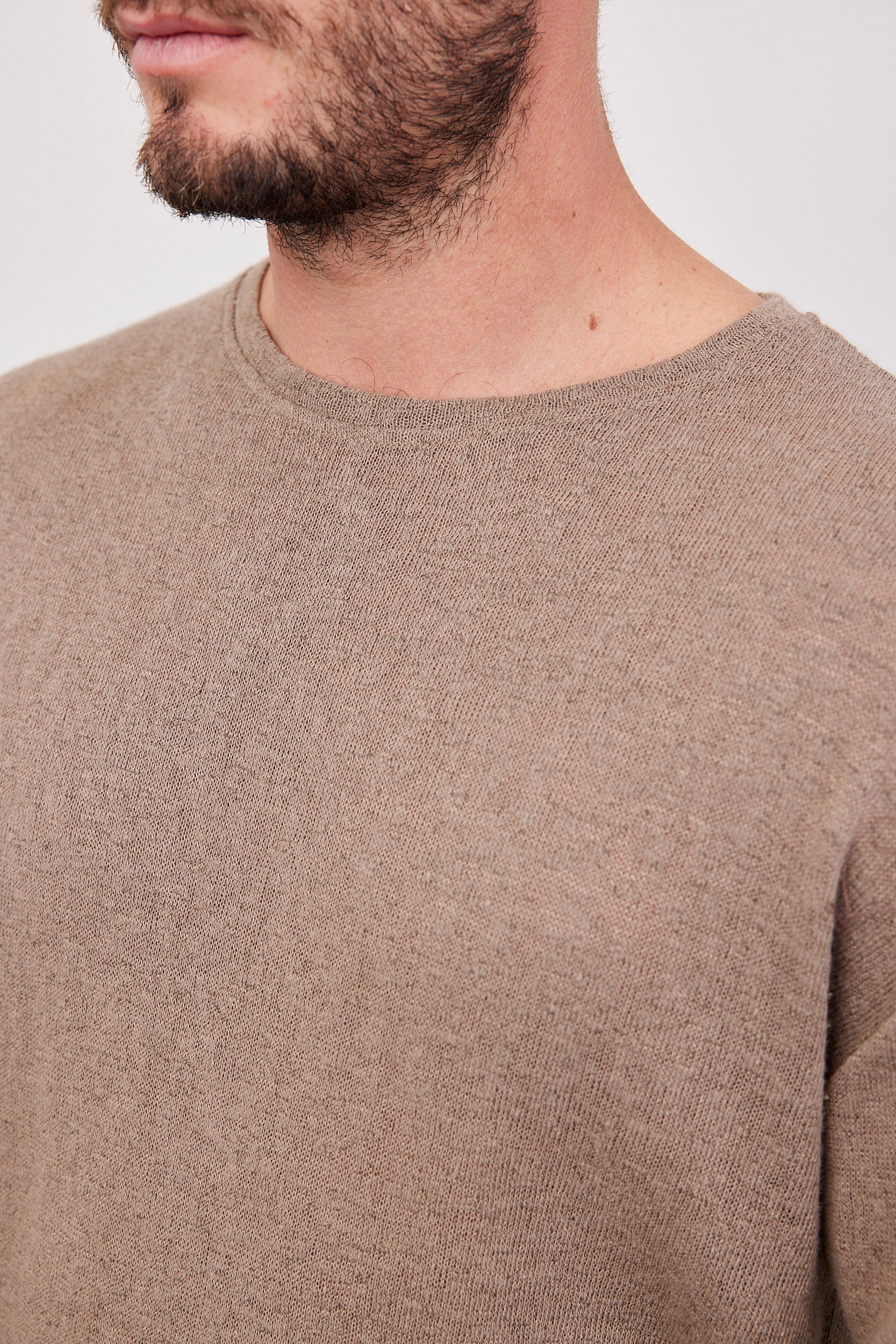 חולצה ארוכה בטקסטורה מפתח עגול