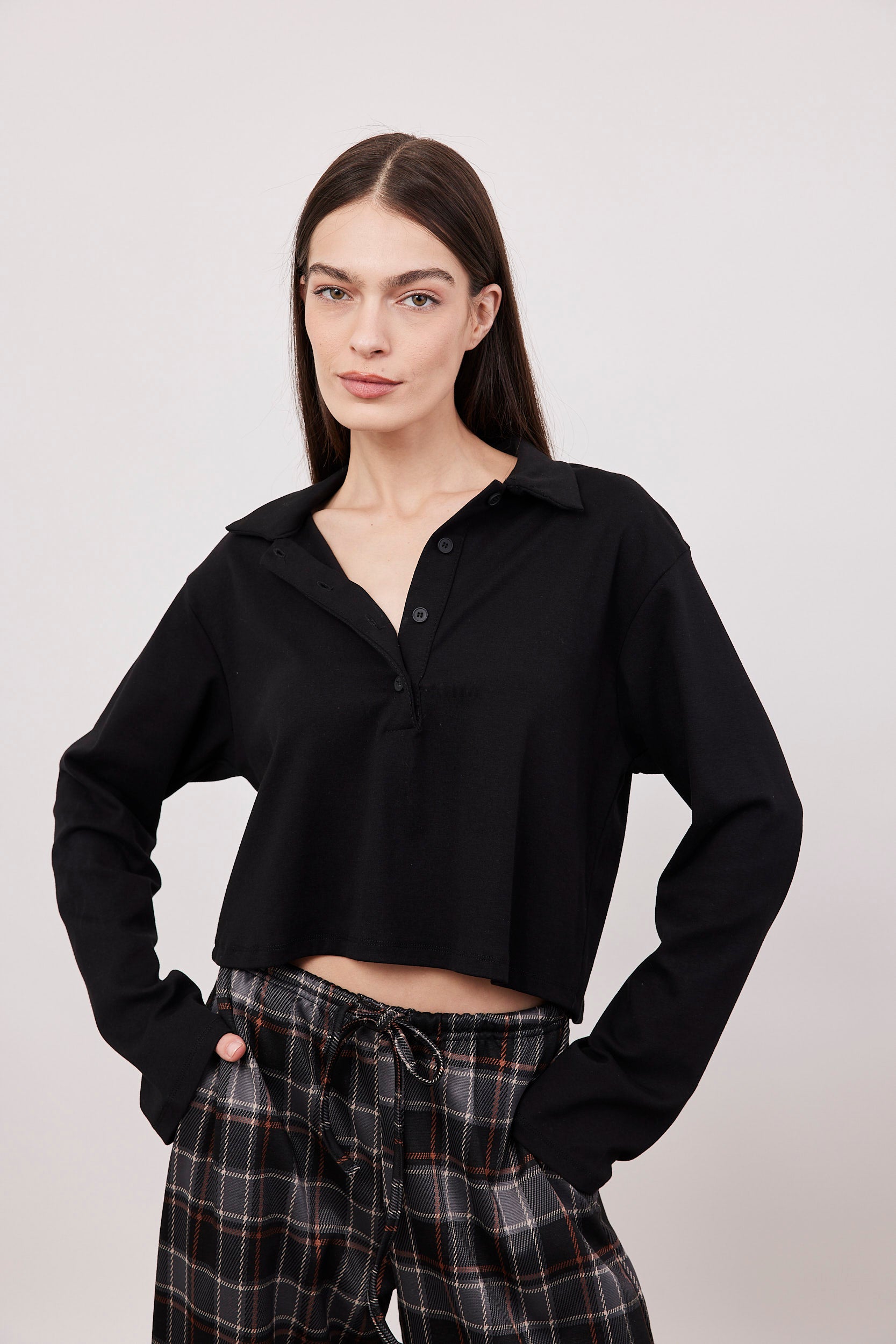 חולצת צווארון פולו קרופ