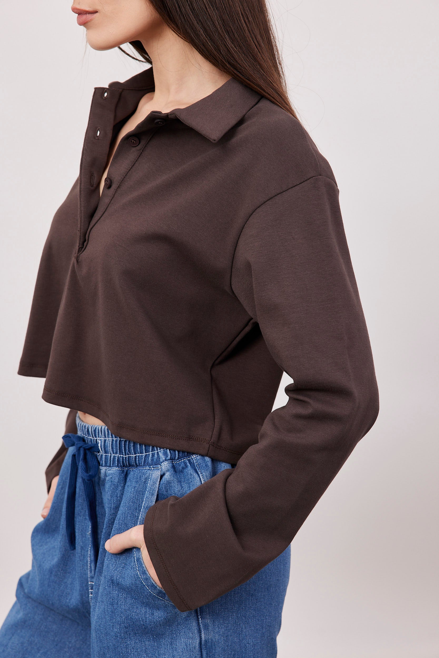 חולצת צווארון פולו קרופ