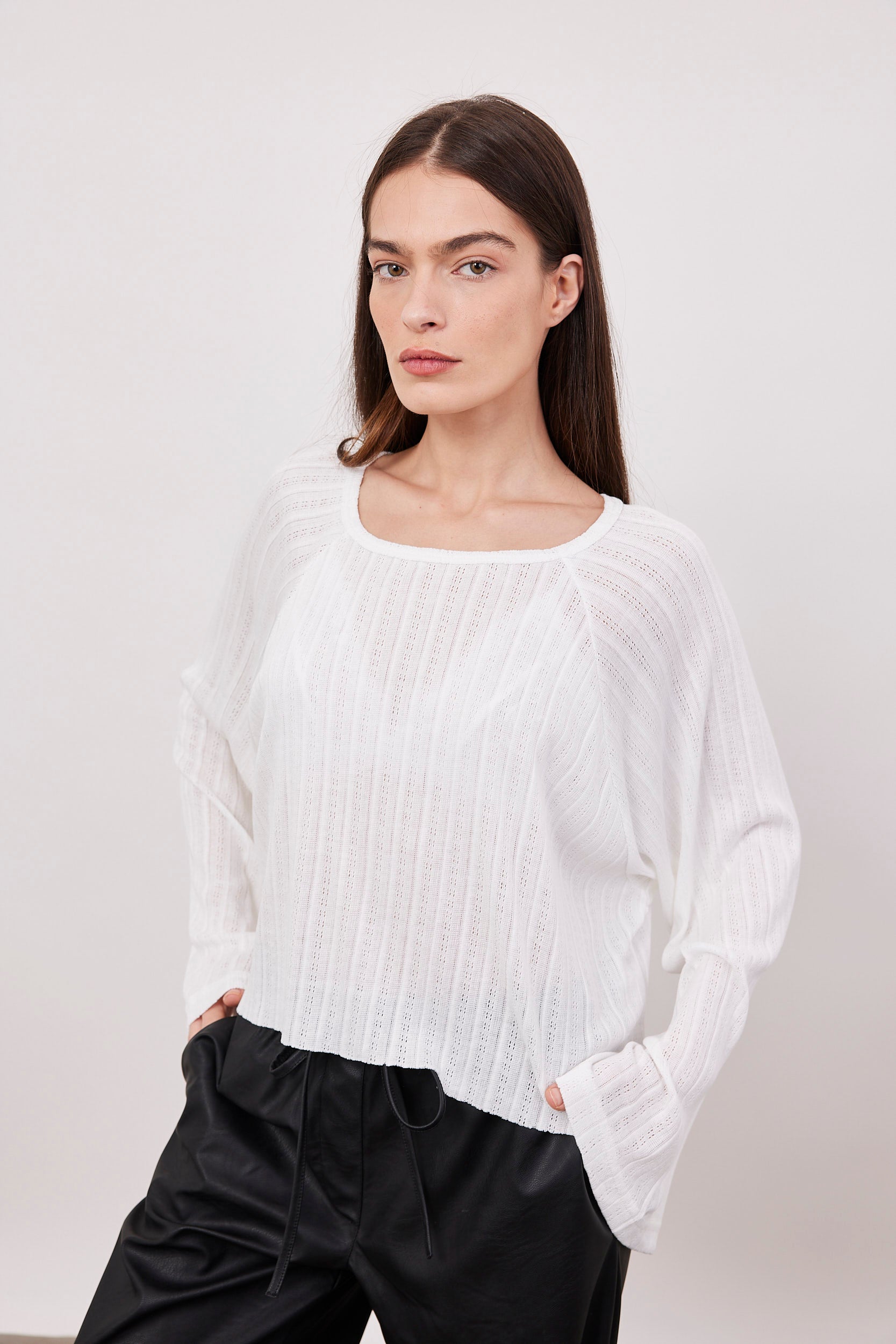 חולצה שקפקפה טקסטורת פסים