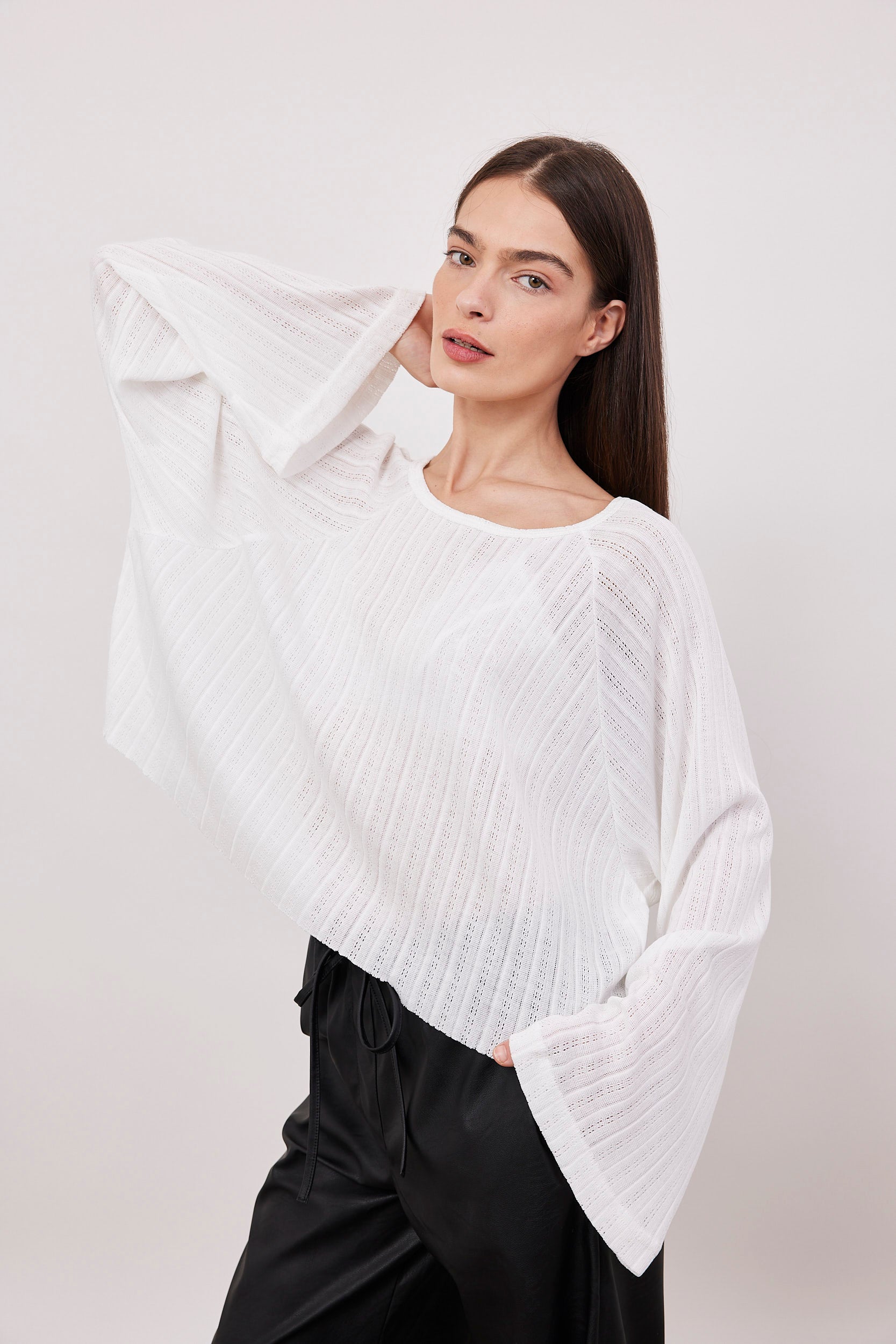 חולצה שקפקפה טקסטורת פסים