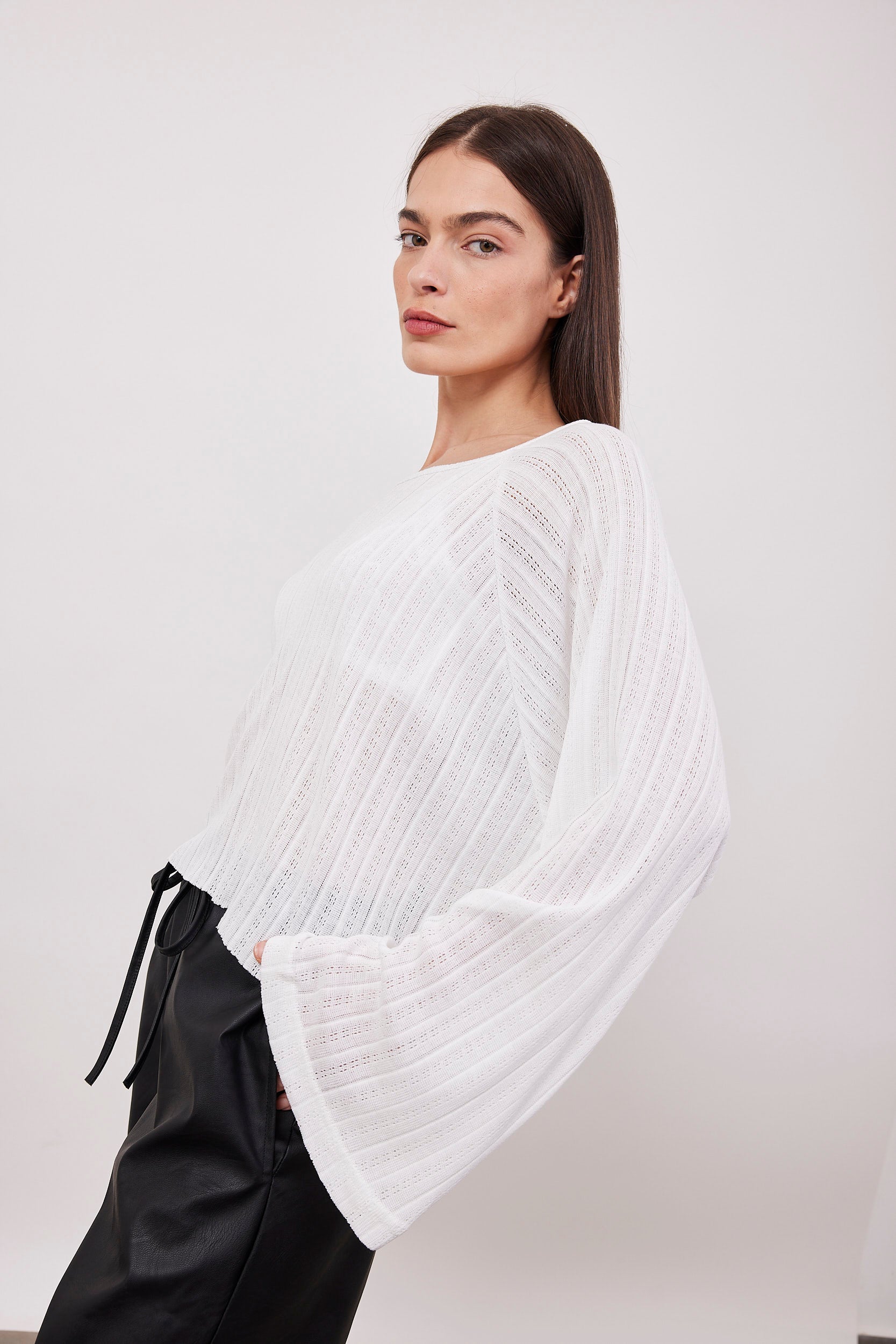 חולצה שקפקפה טקסטורת פסים