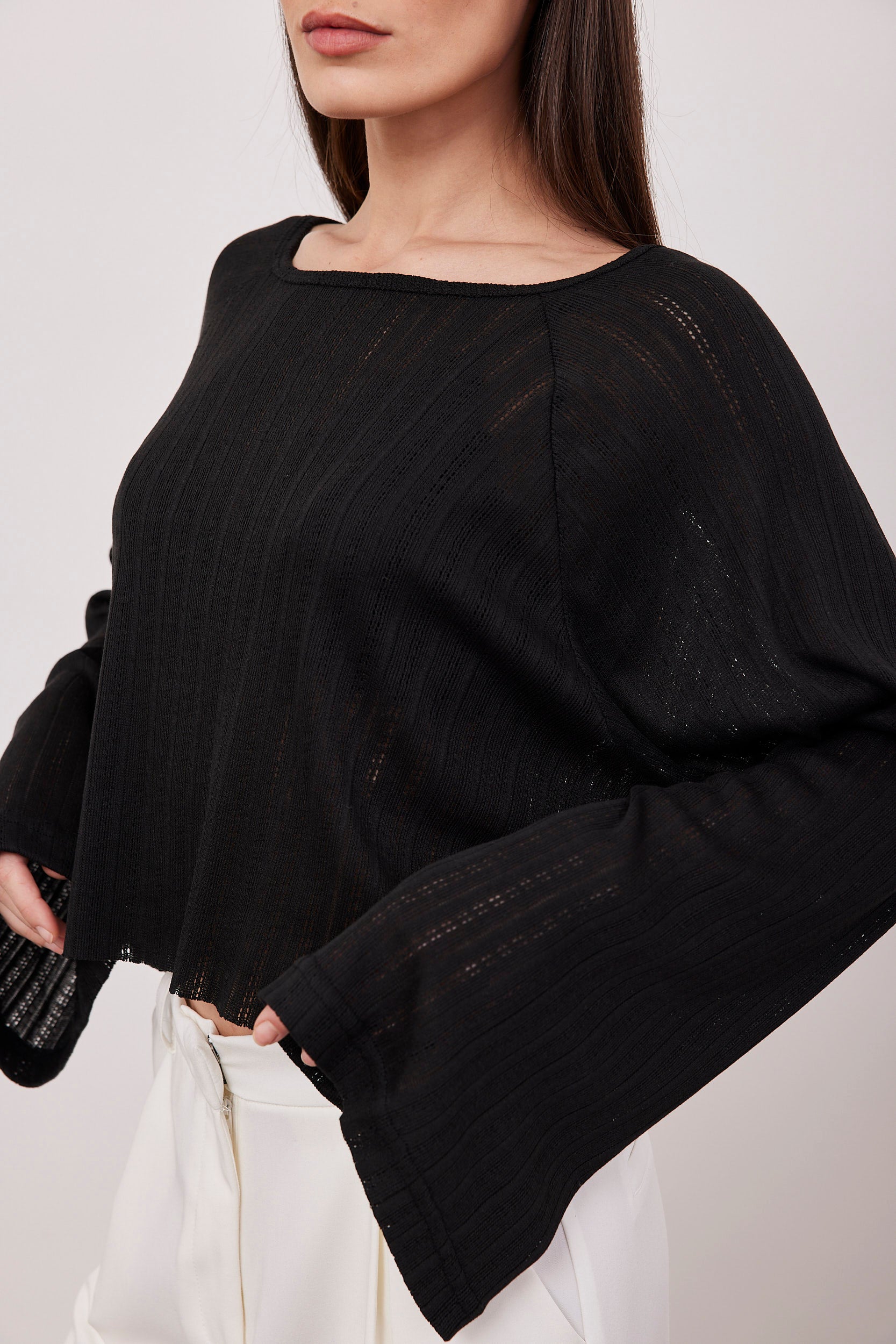 חולצה שקפקפה טקסטורת פסים