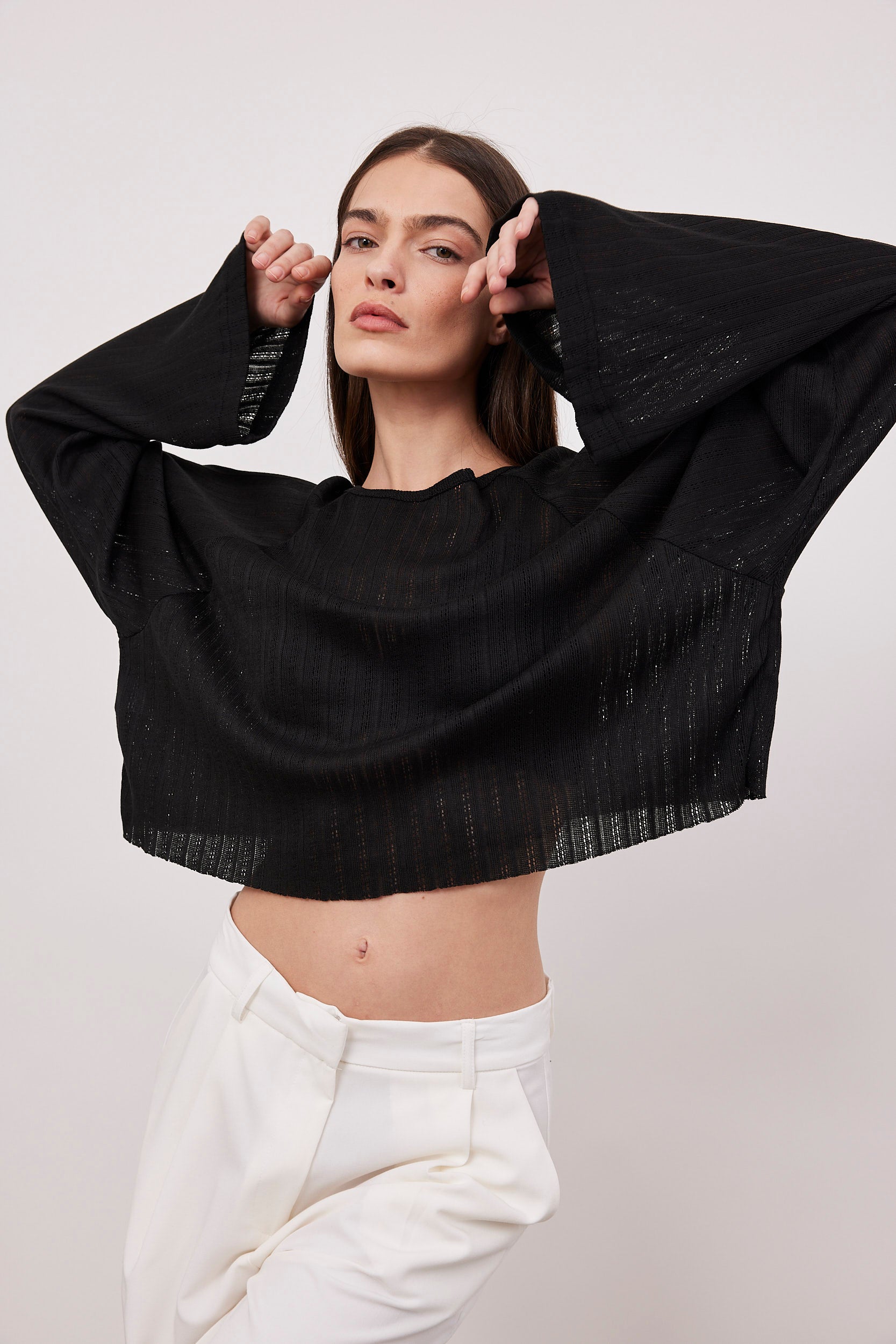 חולצה שקפקפה טקסטורת פסים