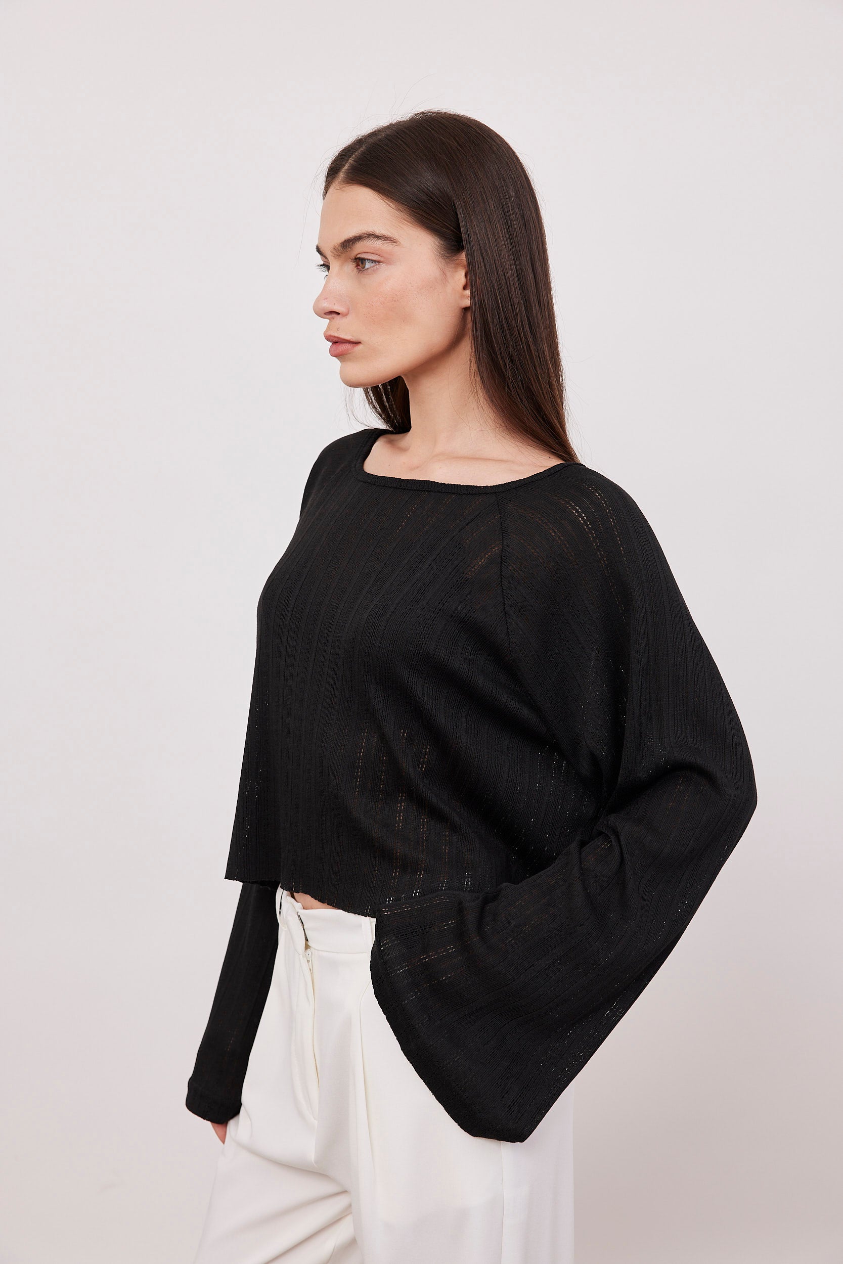 חולצה שקפקפה טקסטורת פסים