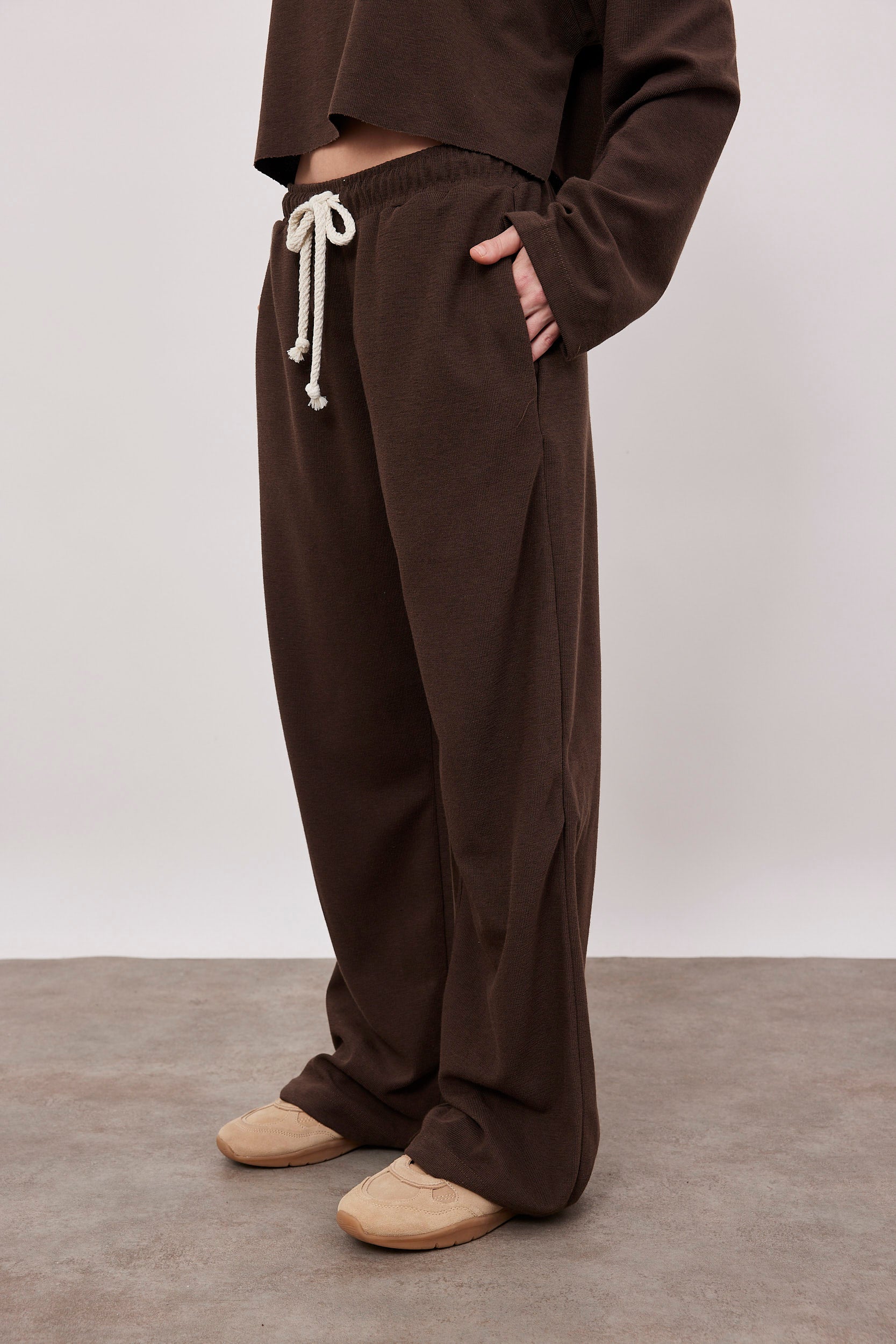 מכנסי סריג ארוכים עם שרוך