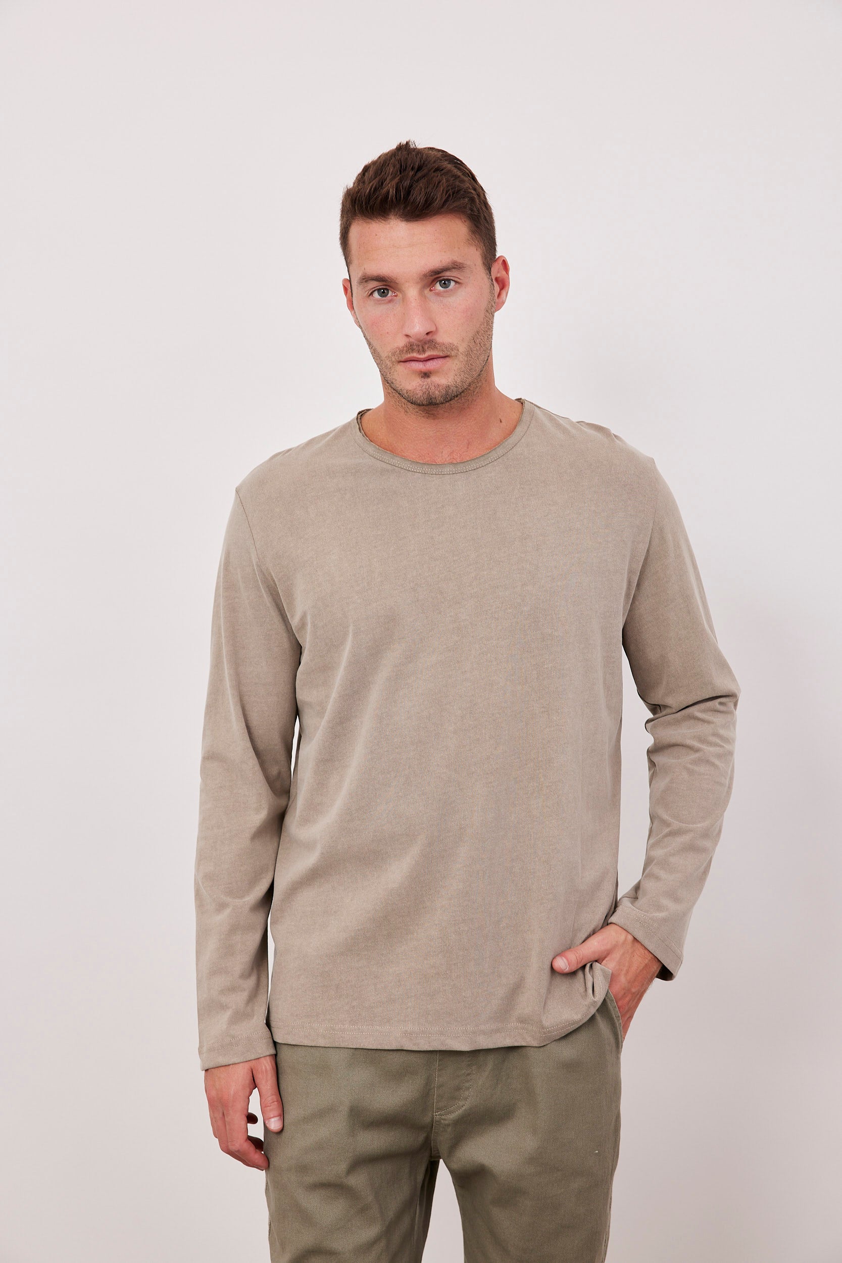 חולצת כותנה ארוכה ווש