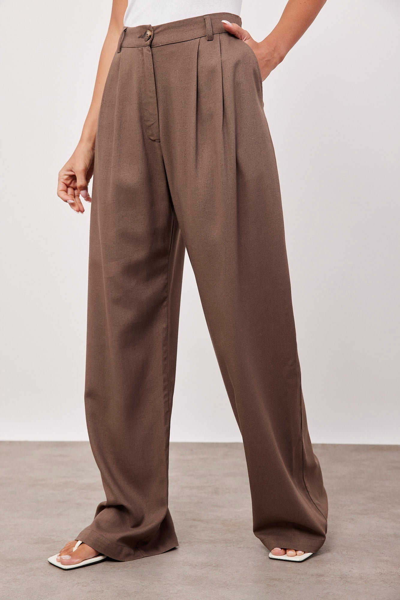 מכנסיים ארוכים מחויטים בשילוב פשתן - ITAY BRANDS