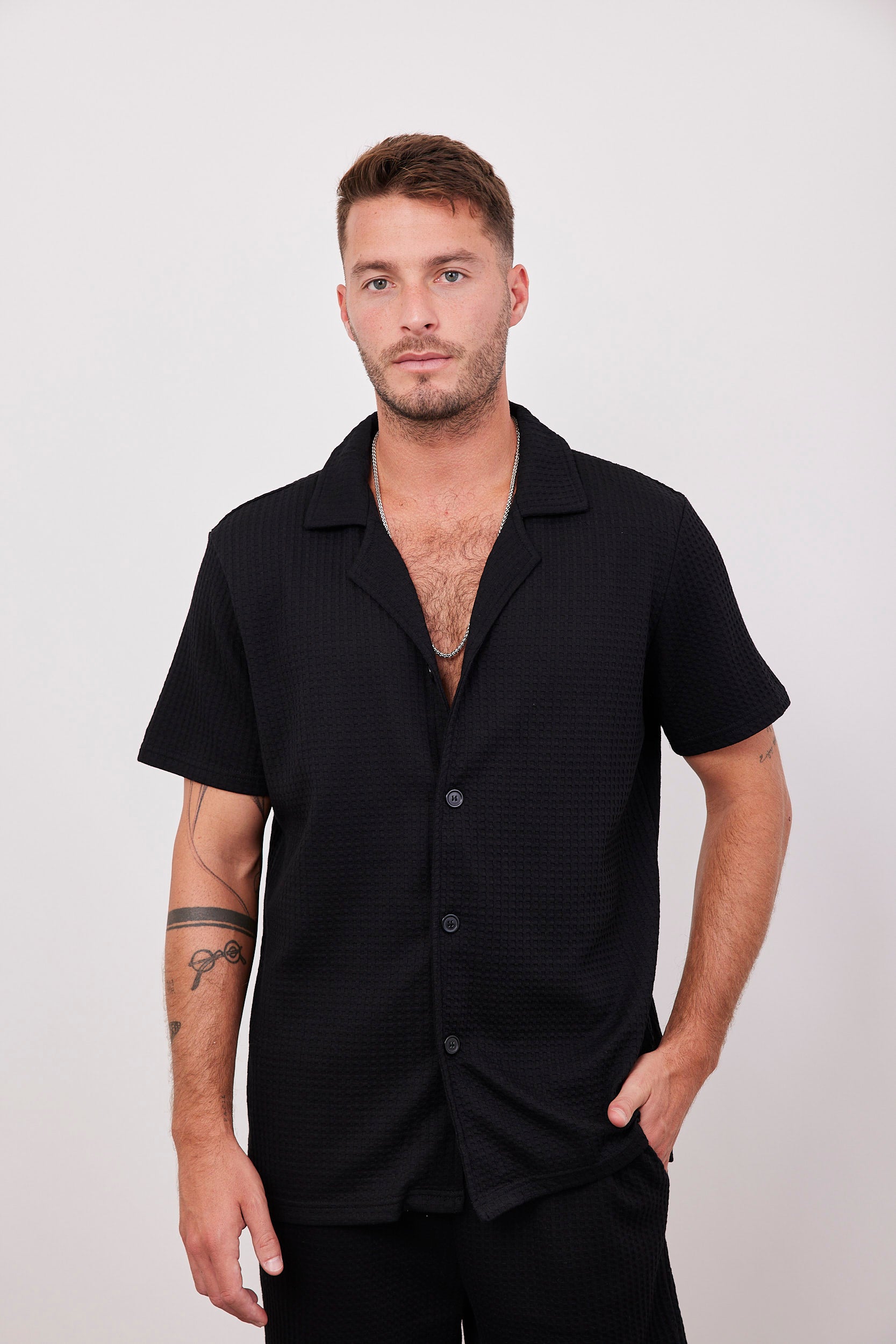 חולצה מכופתרת מבד וופל - ITAY BRANDS