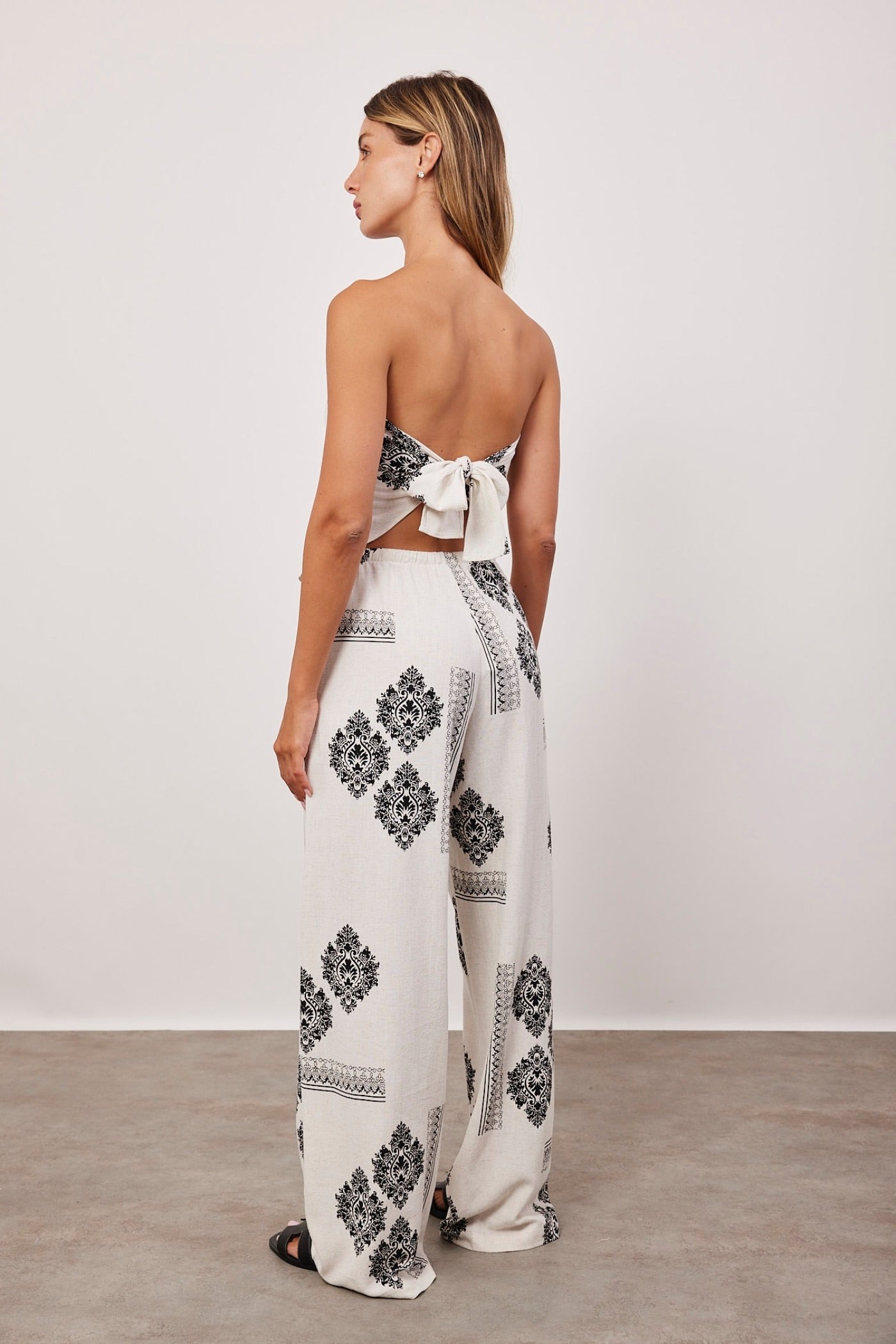 מכנסיים עם הדפס בשילוב פשתן - ITAY BRANDS