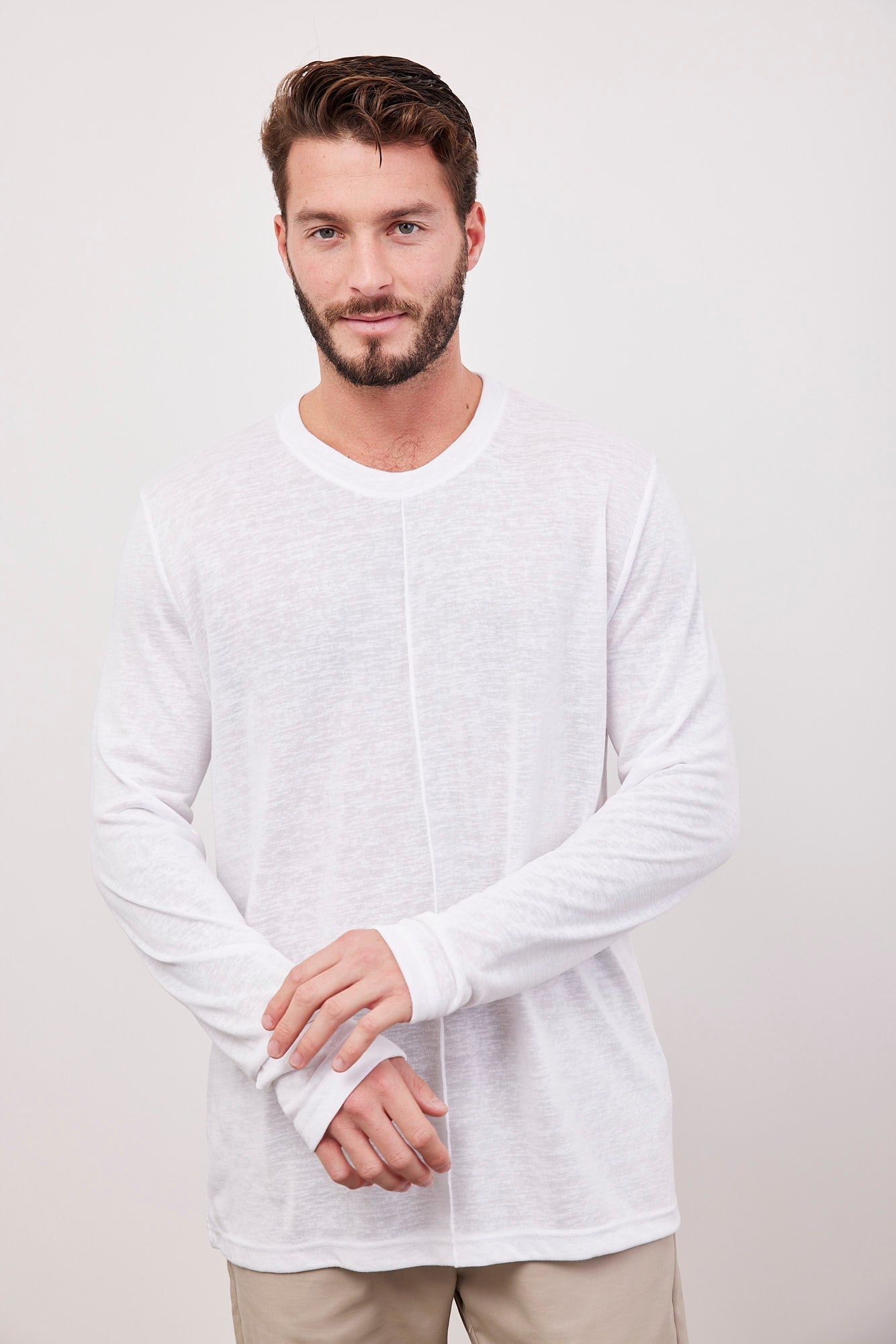 חולצה במראה פשתן עם תיפור קדמי - ITAY BRANDS