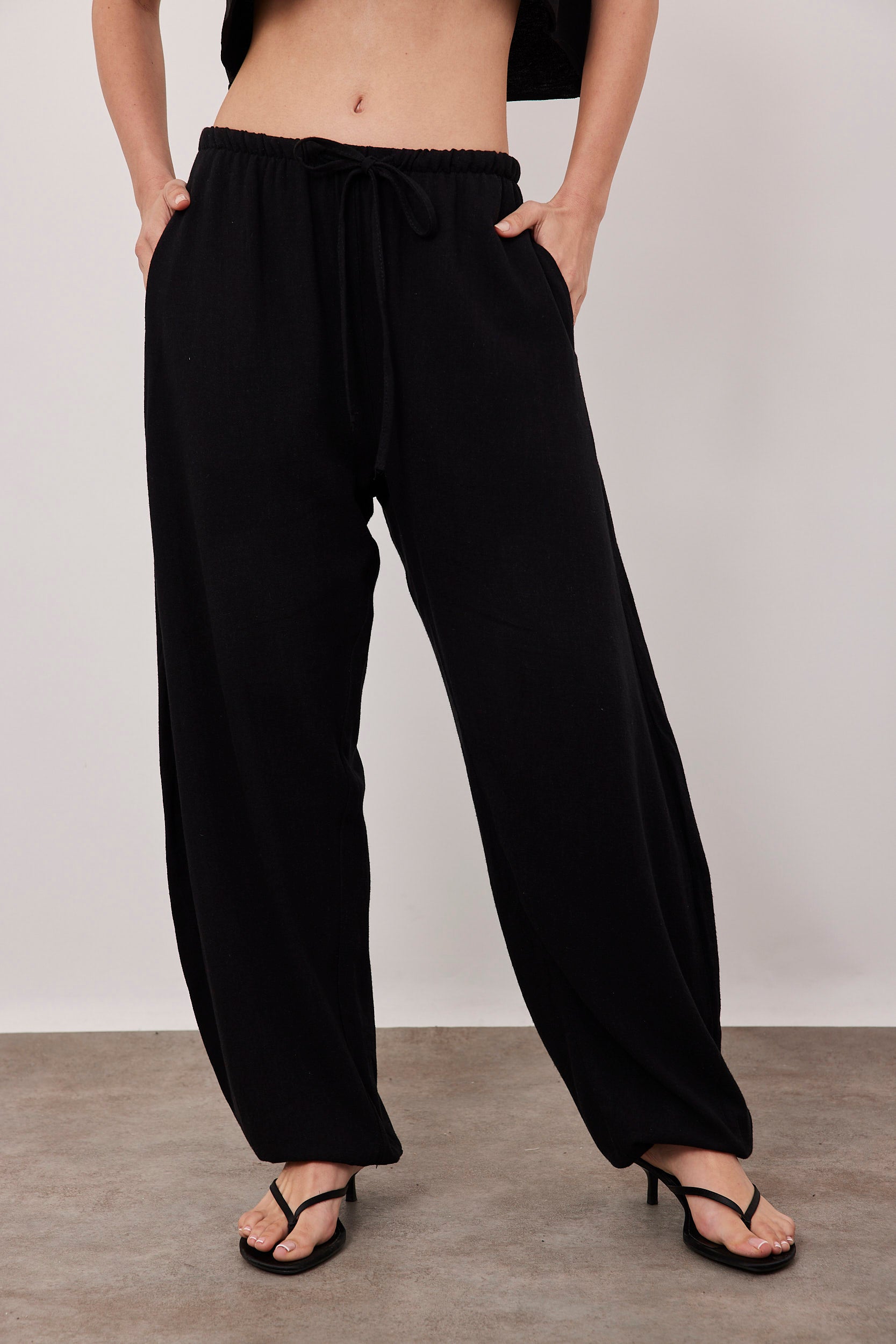 מכנסי בלון במראה פשתן