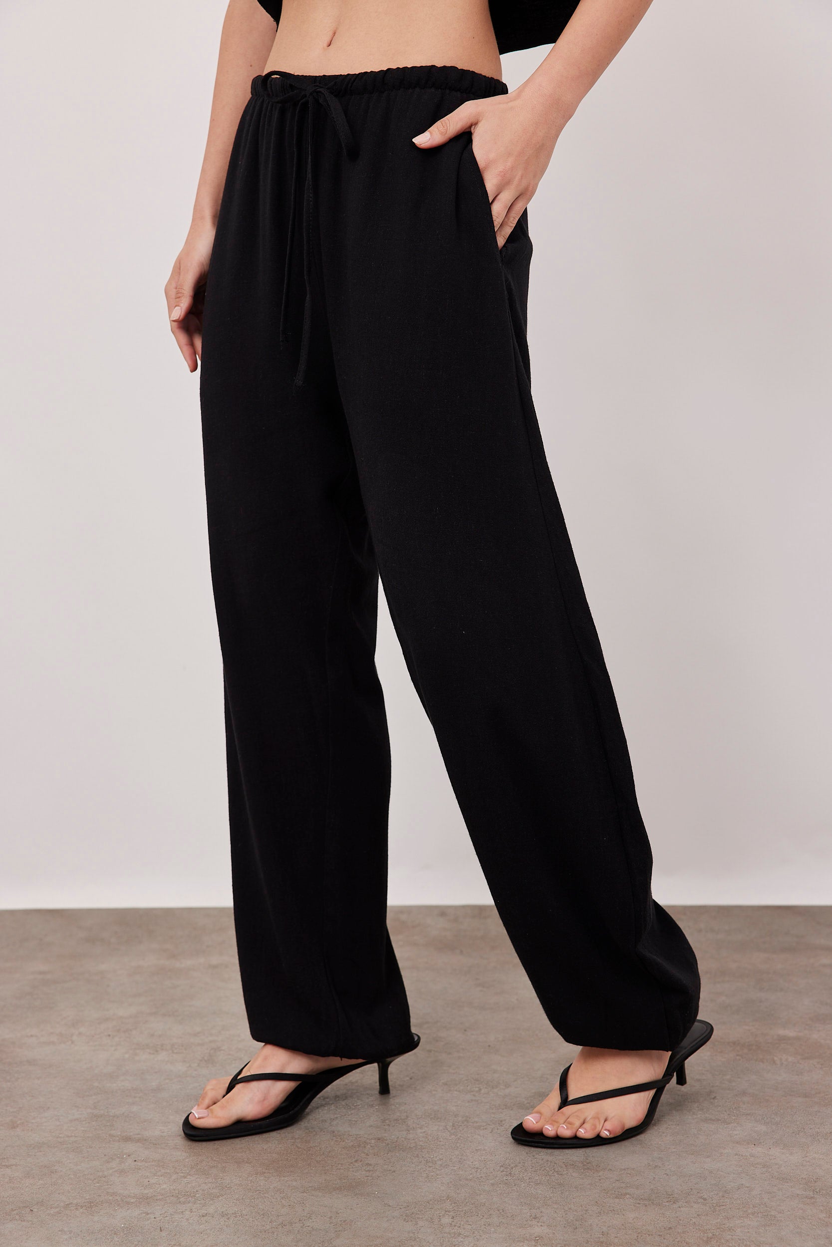 מכנסי בלון במראה פשתן