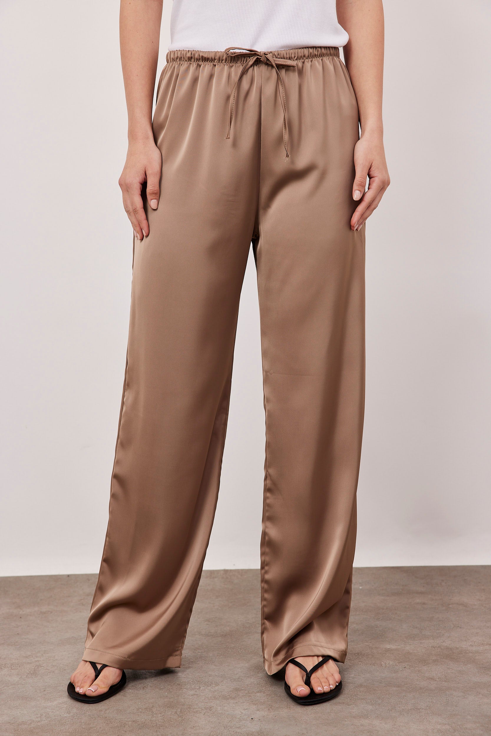 מכנסי דמוי סאטן ארוכים