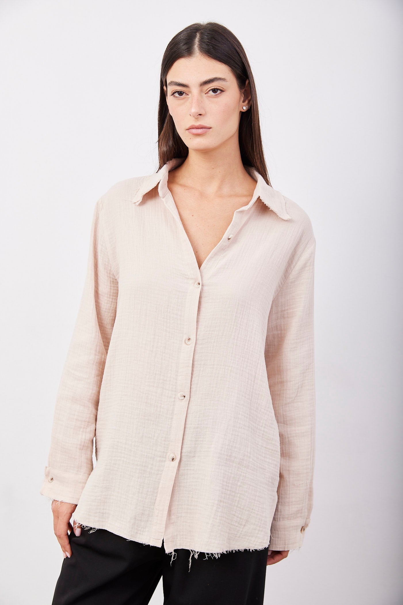 חולצת טטרה מכופתרת בסיומת פרומה - ITAY BRANDS