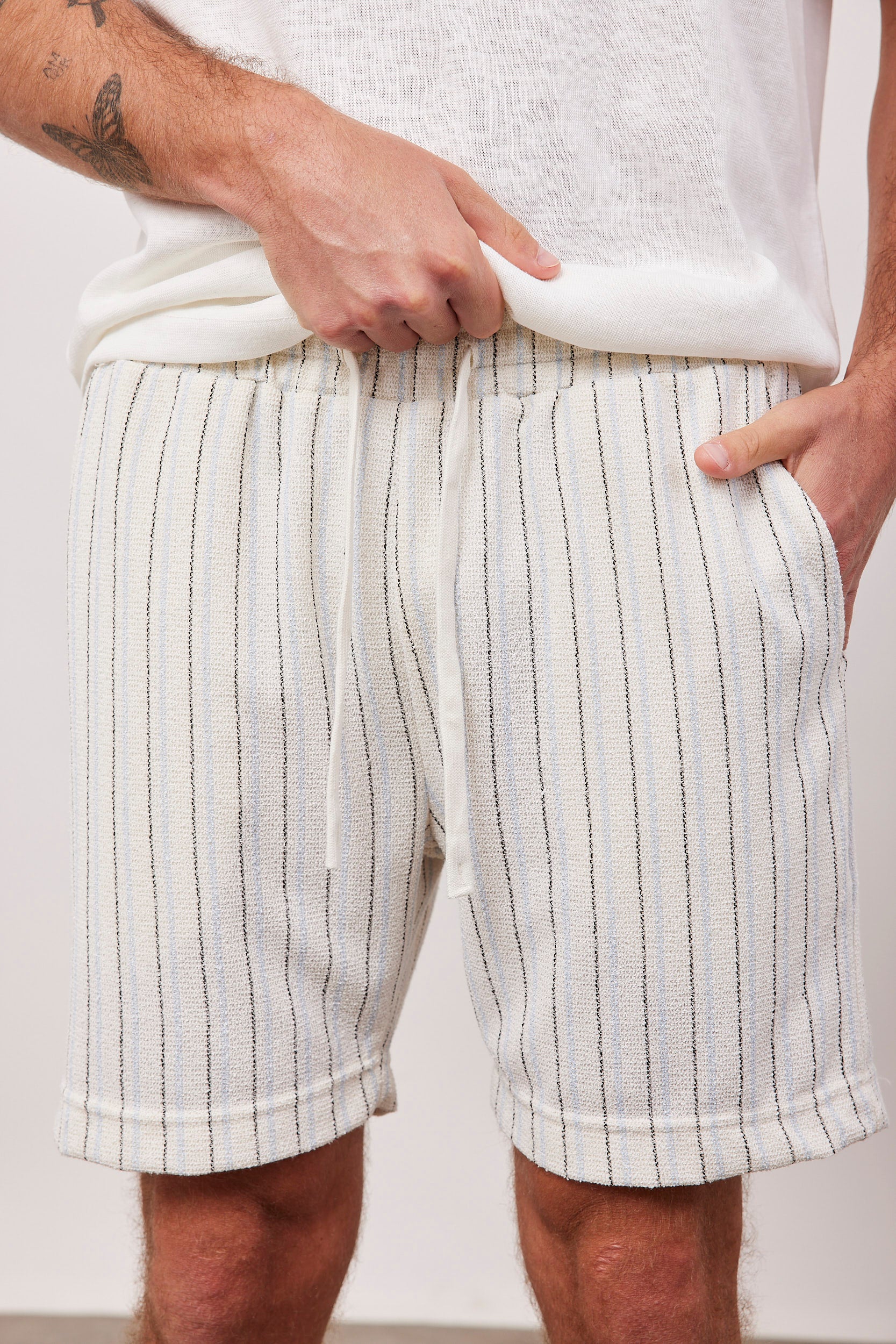 מכנסי פסים בד מגבת