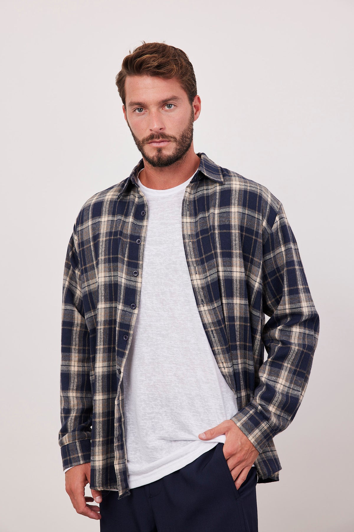 מכופתרת משבצות פלאנל