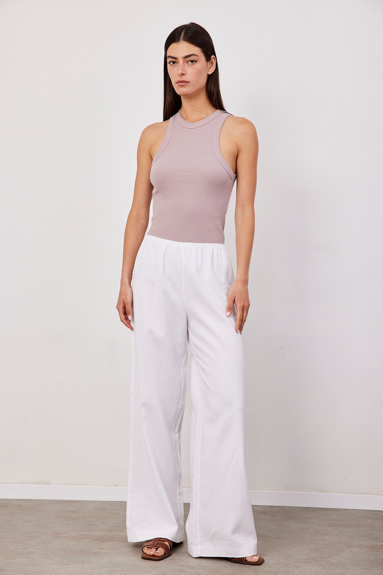 מכנסיים בשילוב פשתן גומי דק - ITAY BRANDS