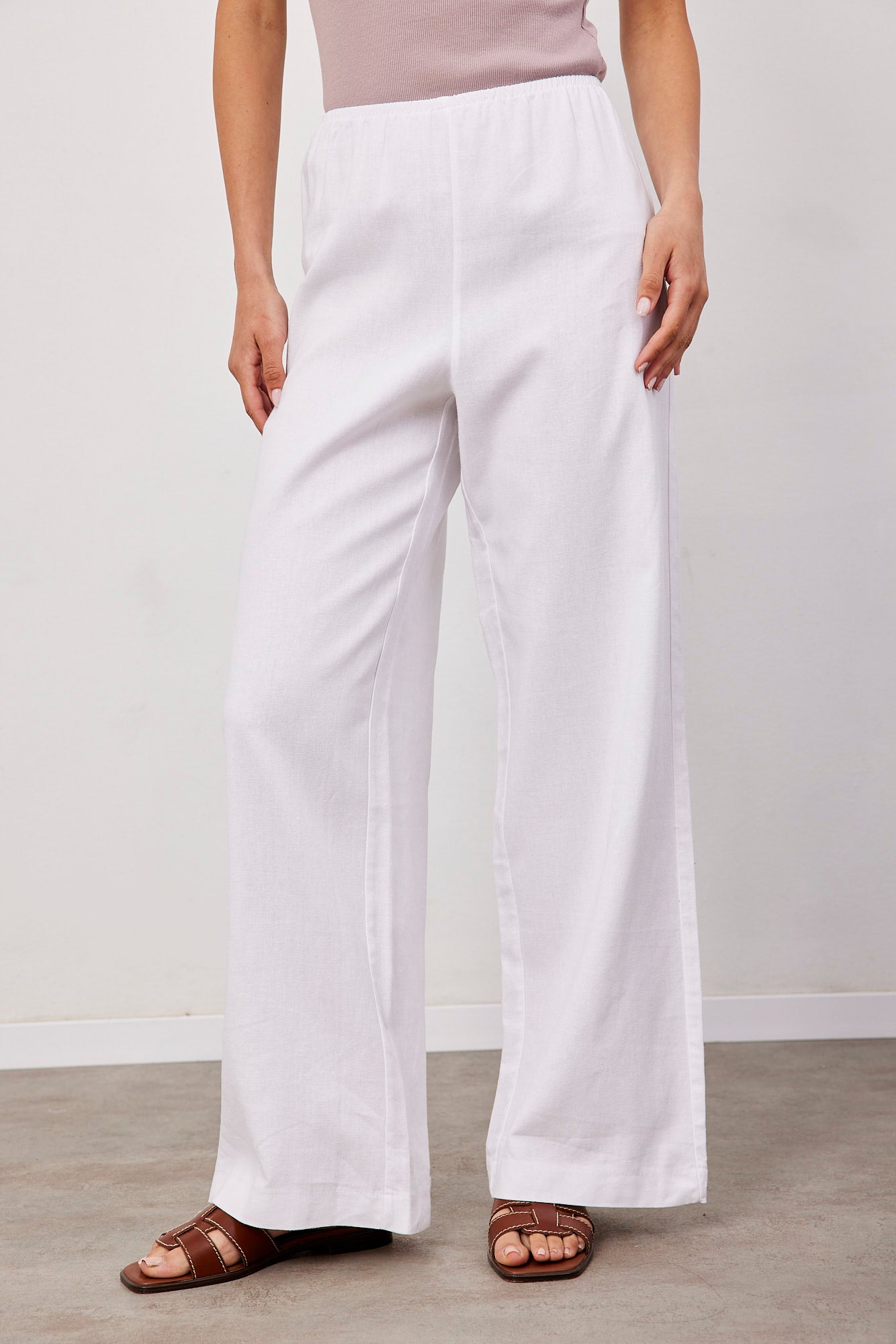 מכנסיים בשילוב פשתן גומי דק - ITAY BRANDS