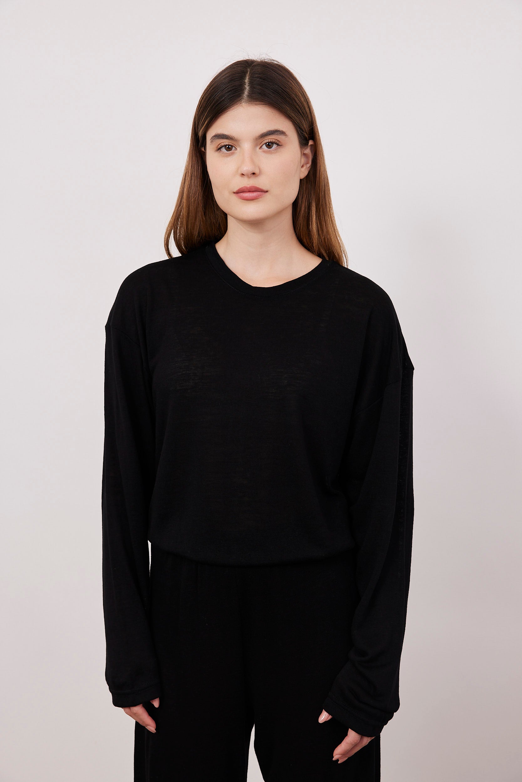 חולצת סלאב ארוכה מראה פשתן