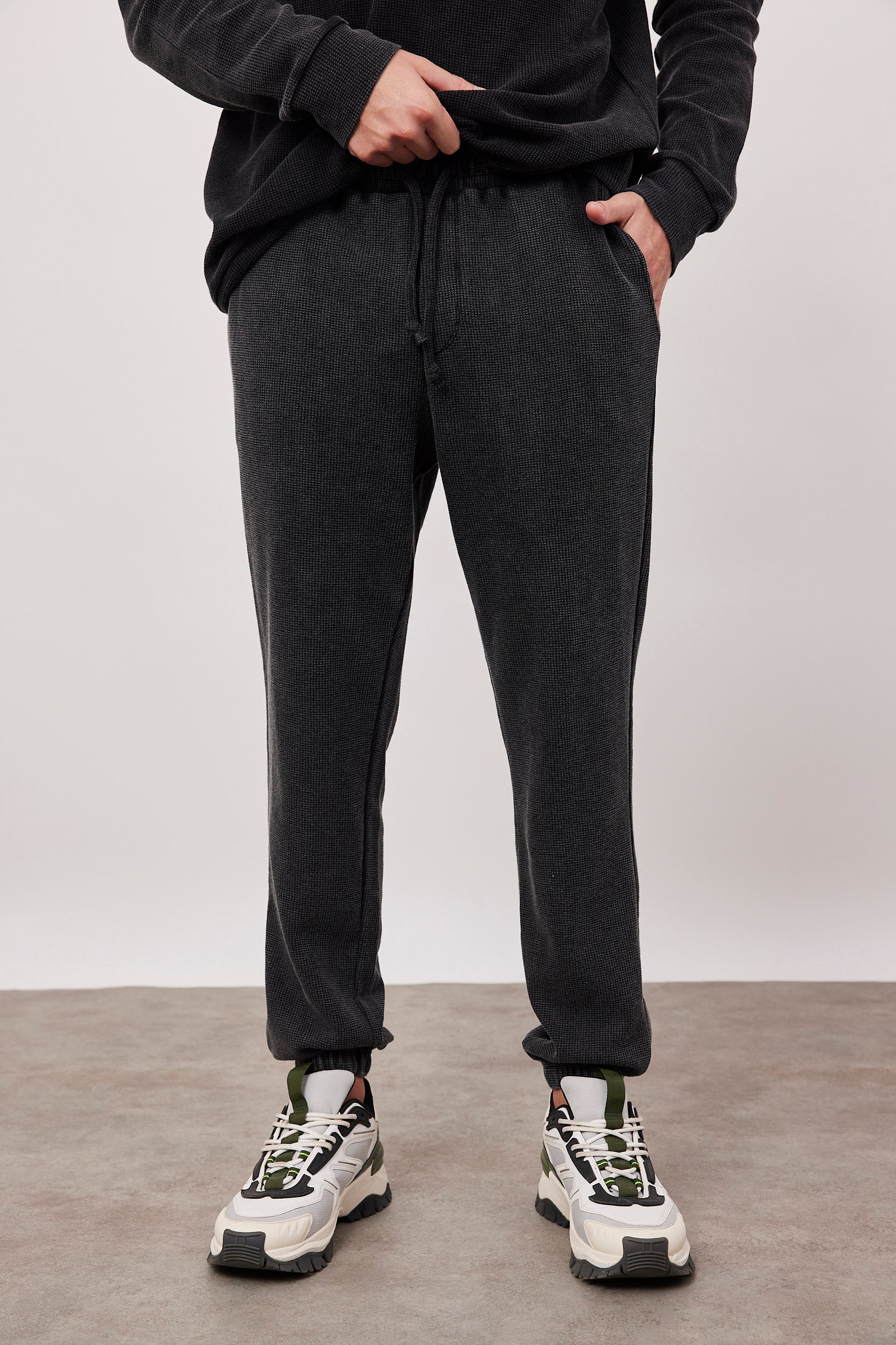 מכנסי בד וופל בסיומת גומי